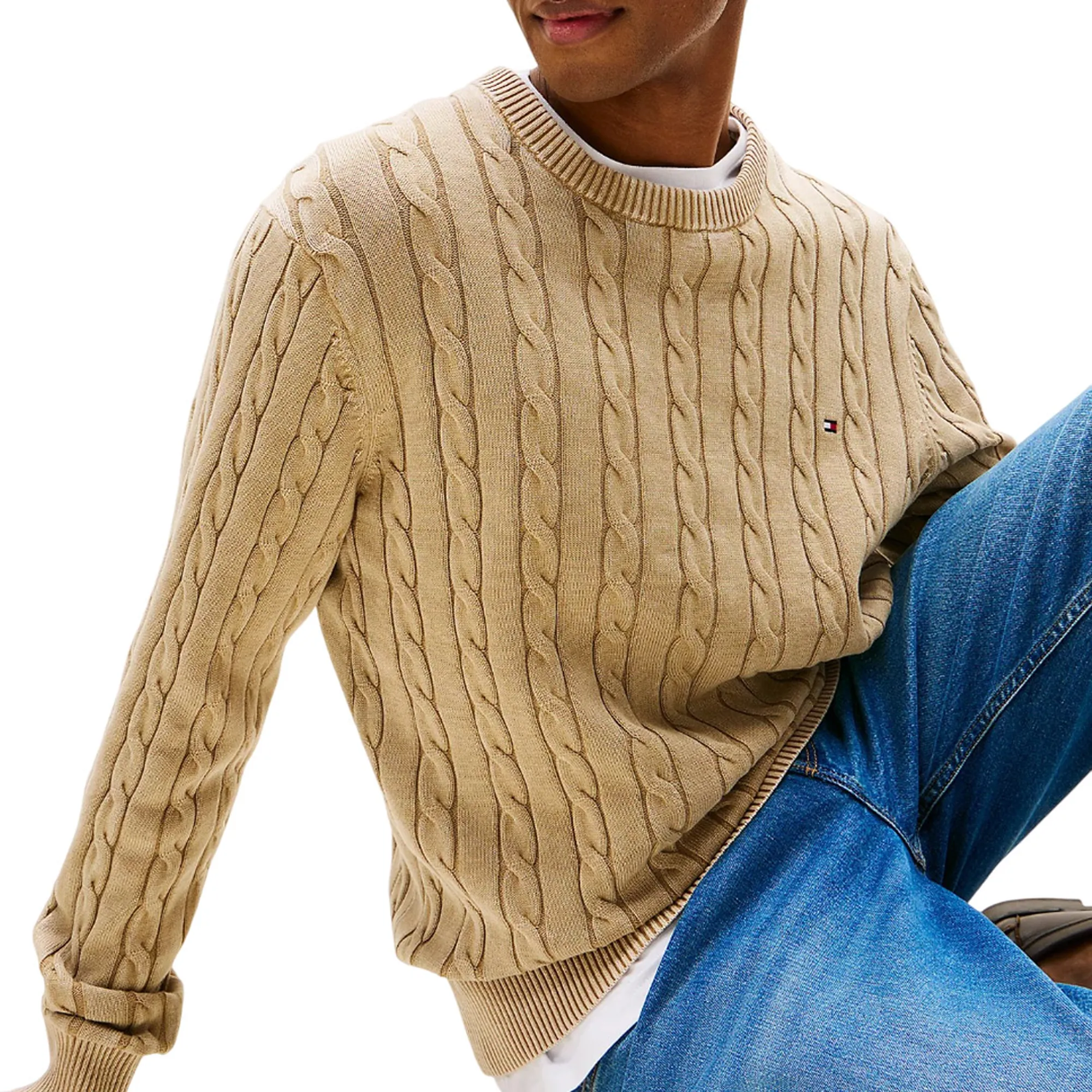 Tommy Hilfiger B'Classic Cable Sweater' Sand Mw0Mw39524 155814