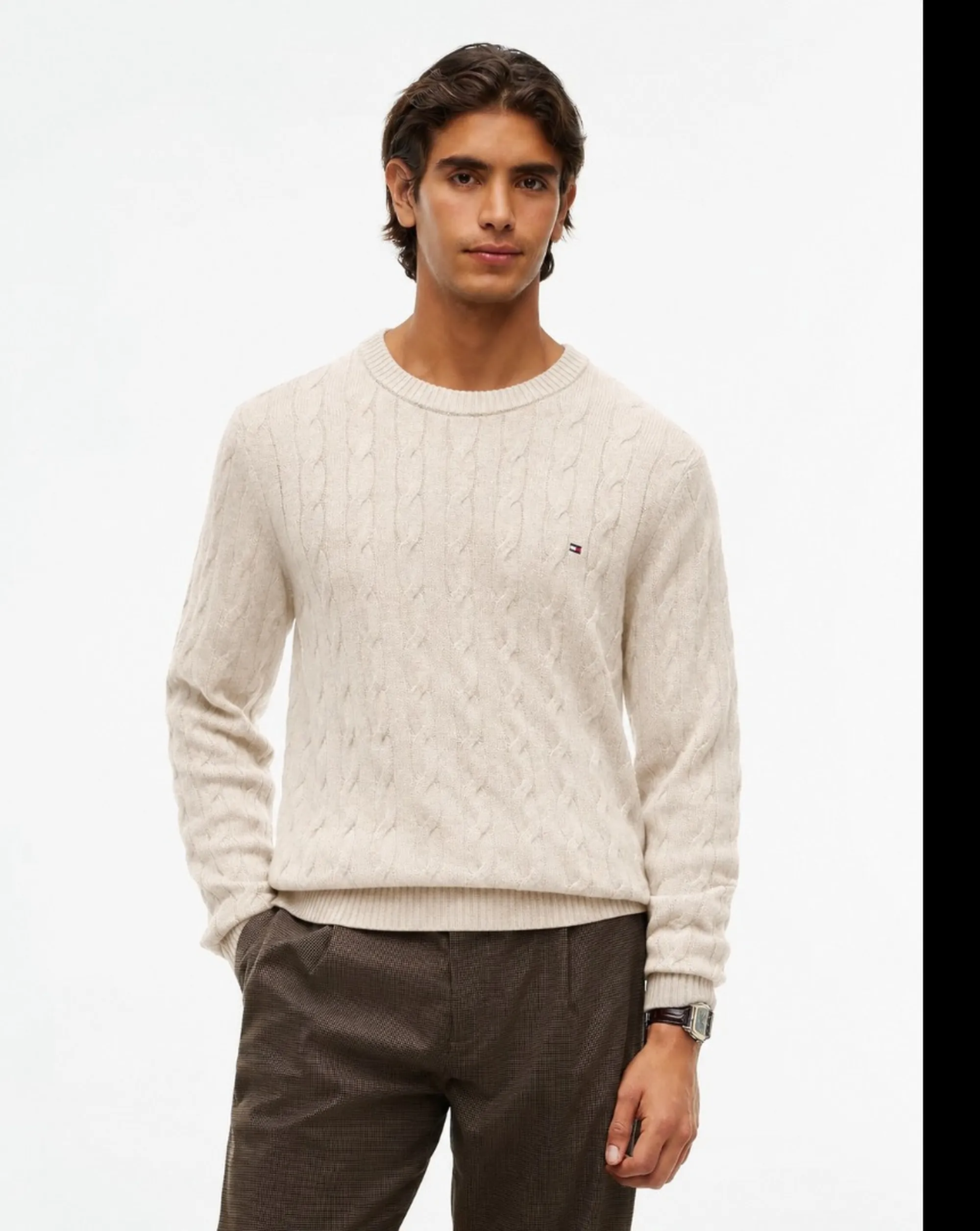 Tommy Hilfiger Maglia In Pura Lana Beige Mw0Mw40442 191554