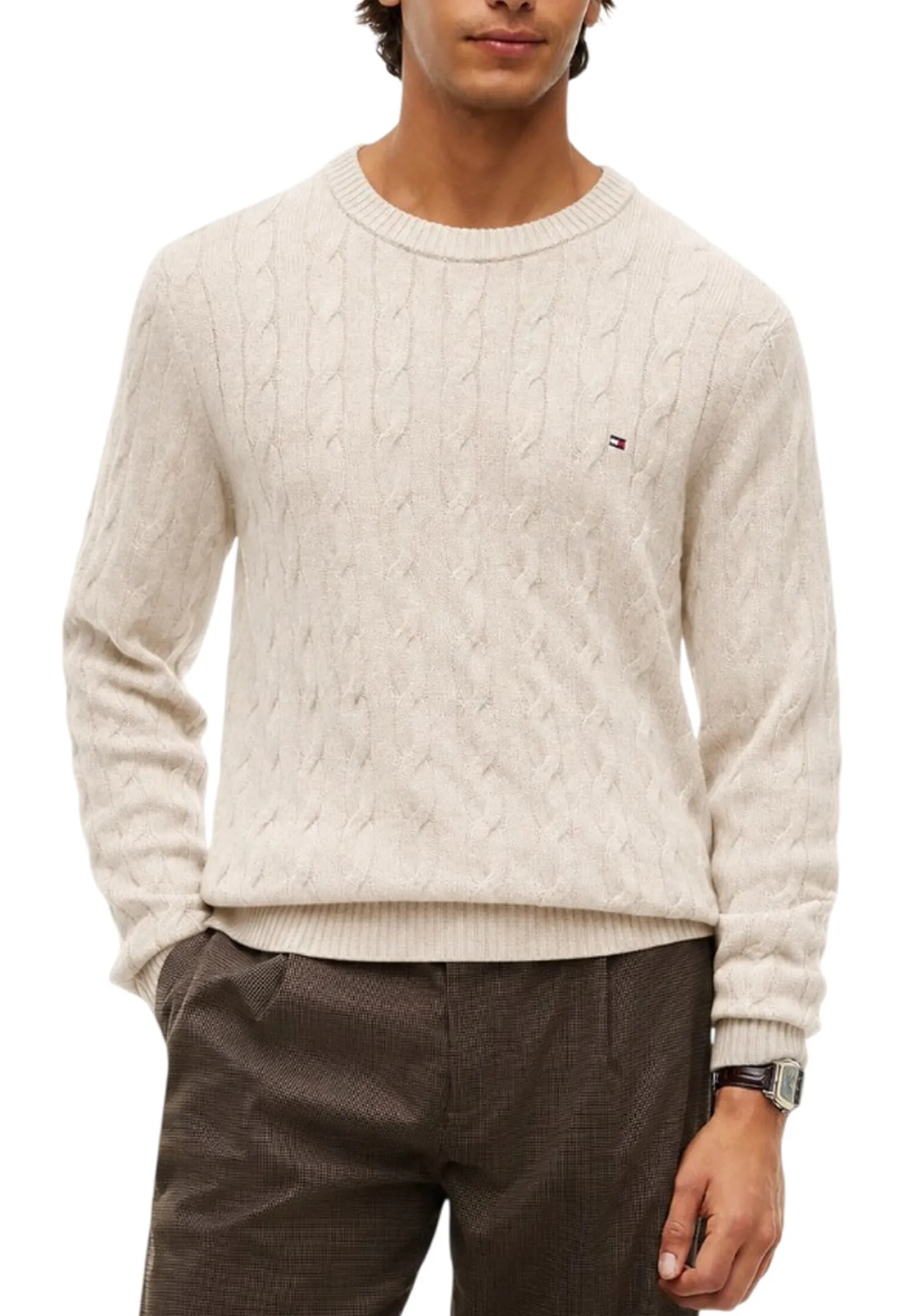 Tommy Hilfiger Maglia In Pura Lana Beige Mw0Mw40442 191681