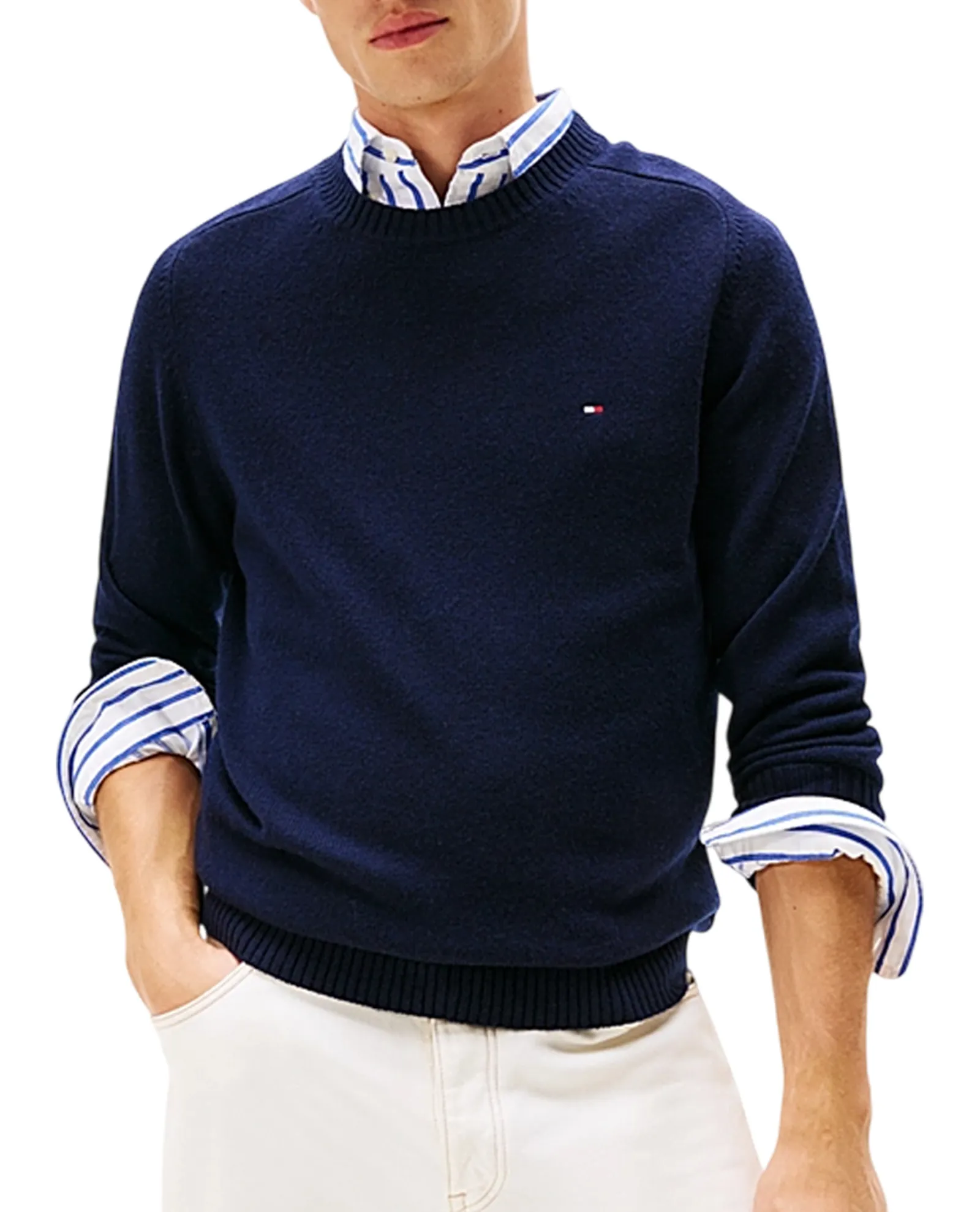 Tommy Hilfiger Maglia In Pura Lana Blu Mw0Mw36535 164378