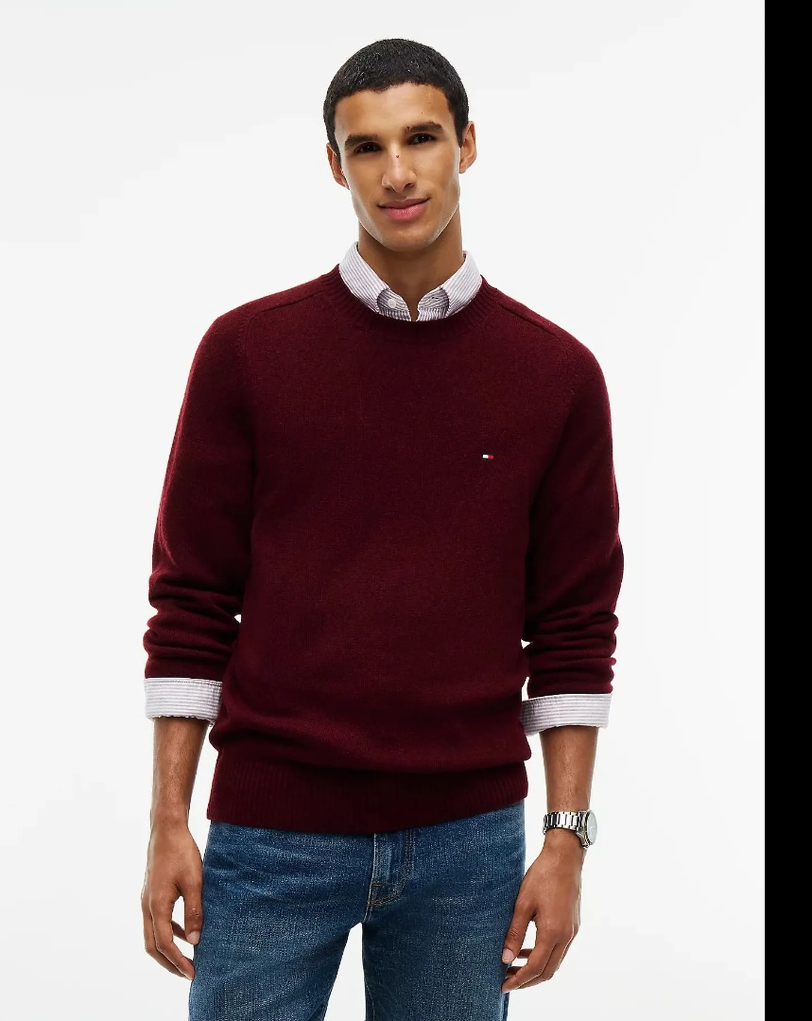 Tommy Hilfiger Maglia In Pura Lana Burgundy Mw0Mw36535 191531