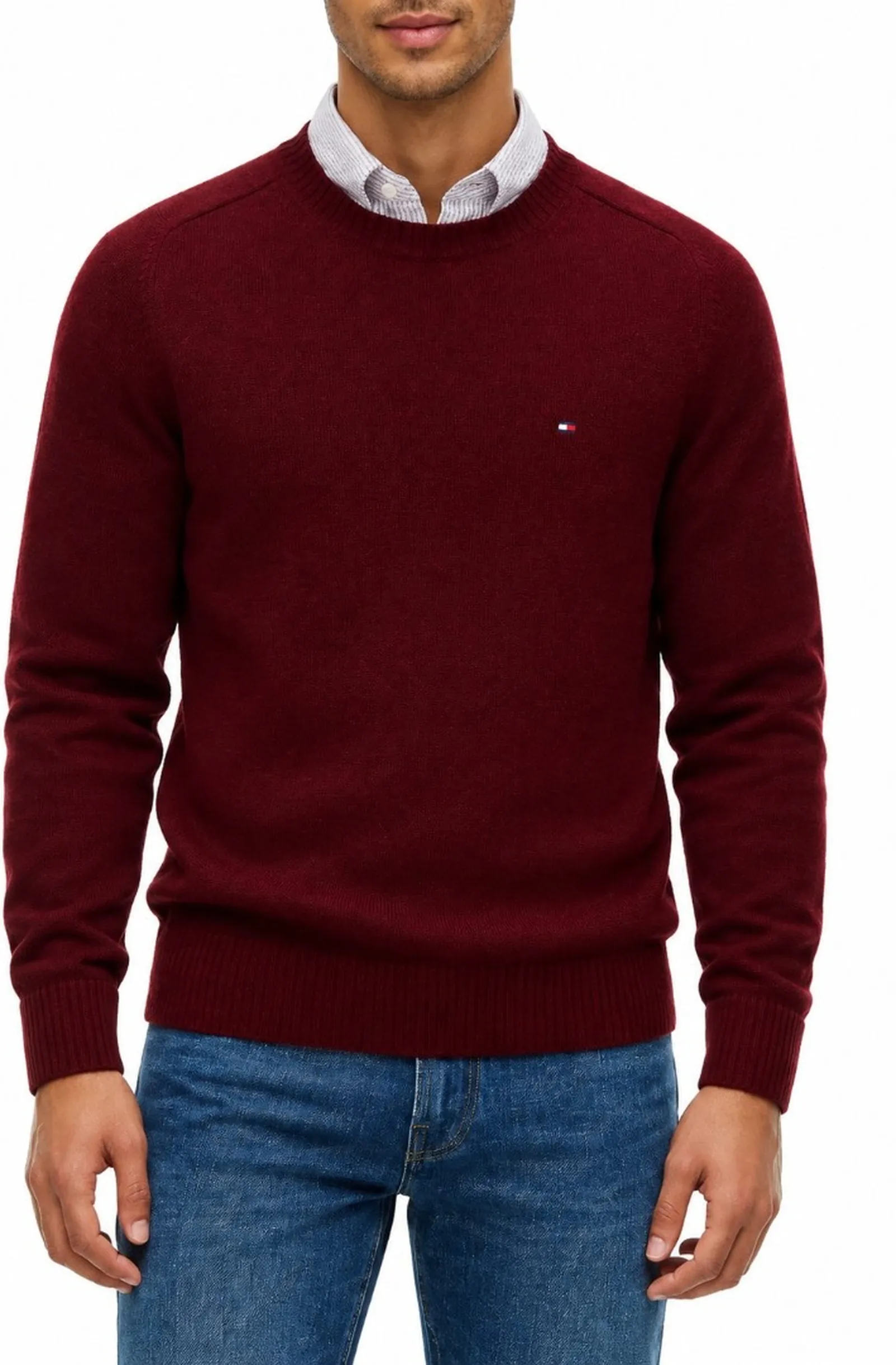 Tommy Hilfiger Maglia In Pura Lana Burgundy Mw0Mw36535 198826