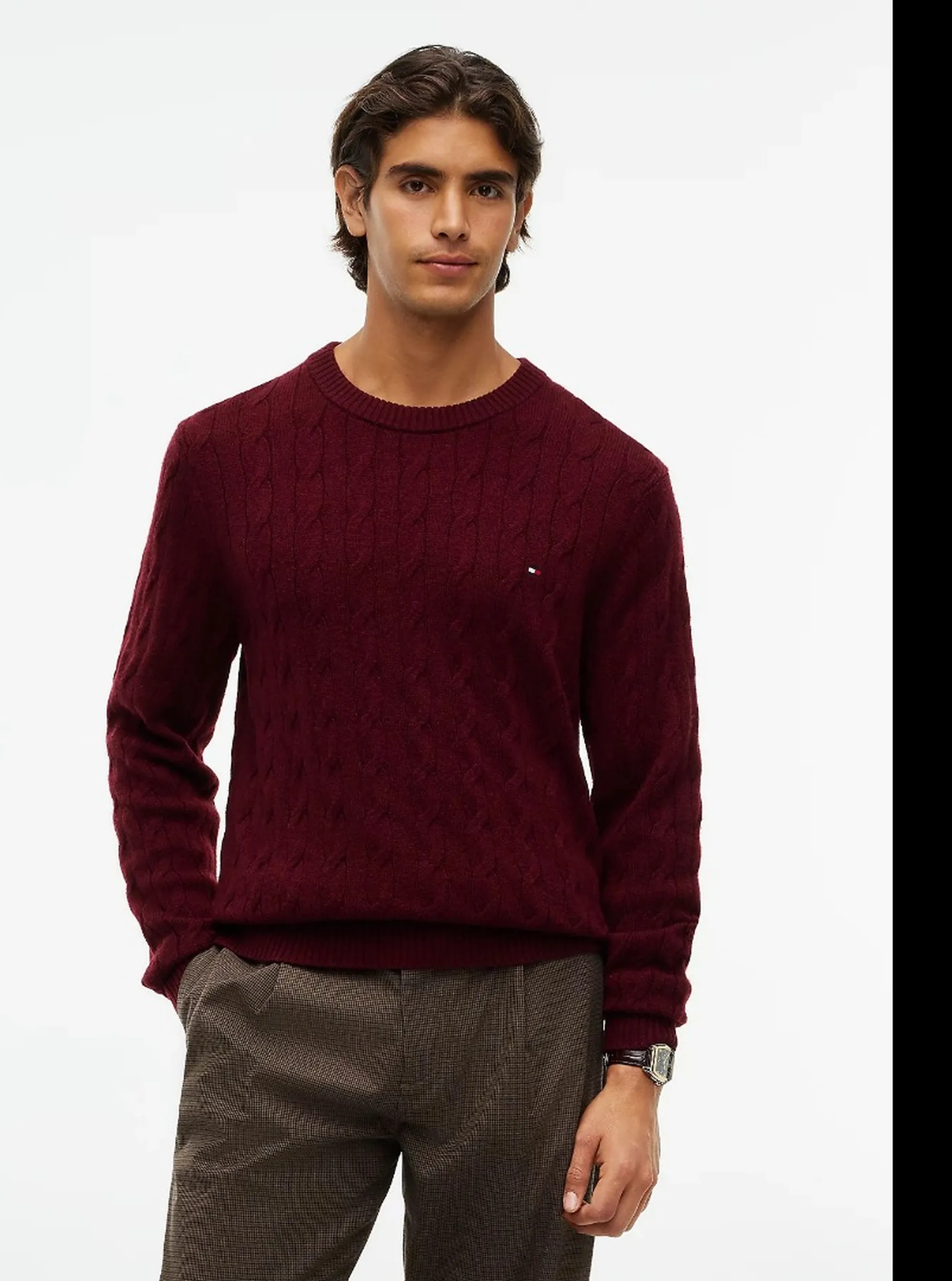 Tommy Hilfiger Maglia In Pura Lana Burgundy Mw0Mw40442 191537