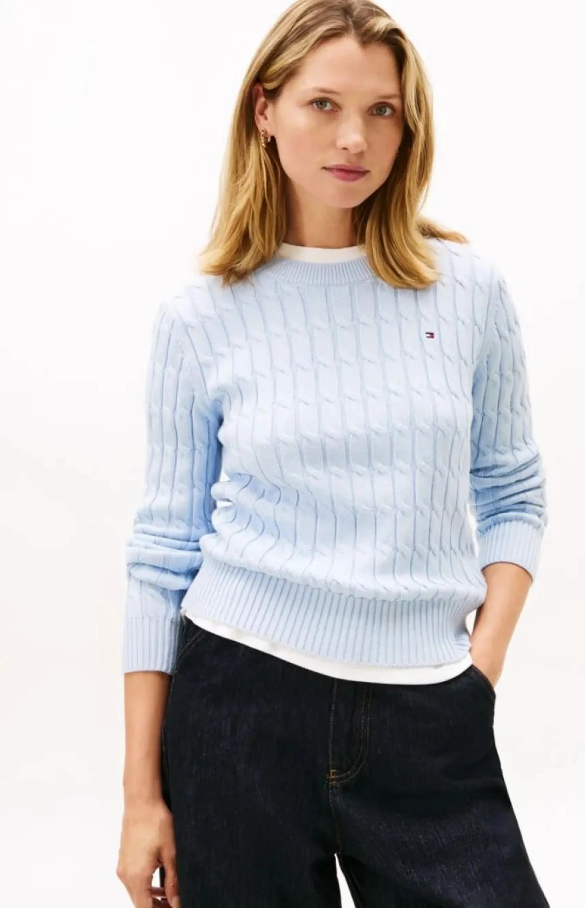 Tommy Hilfiger B'Braided Knit' Light Blue Ww0Ww47644 169701