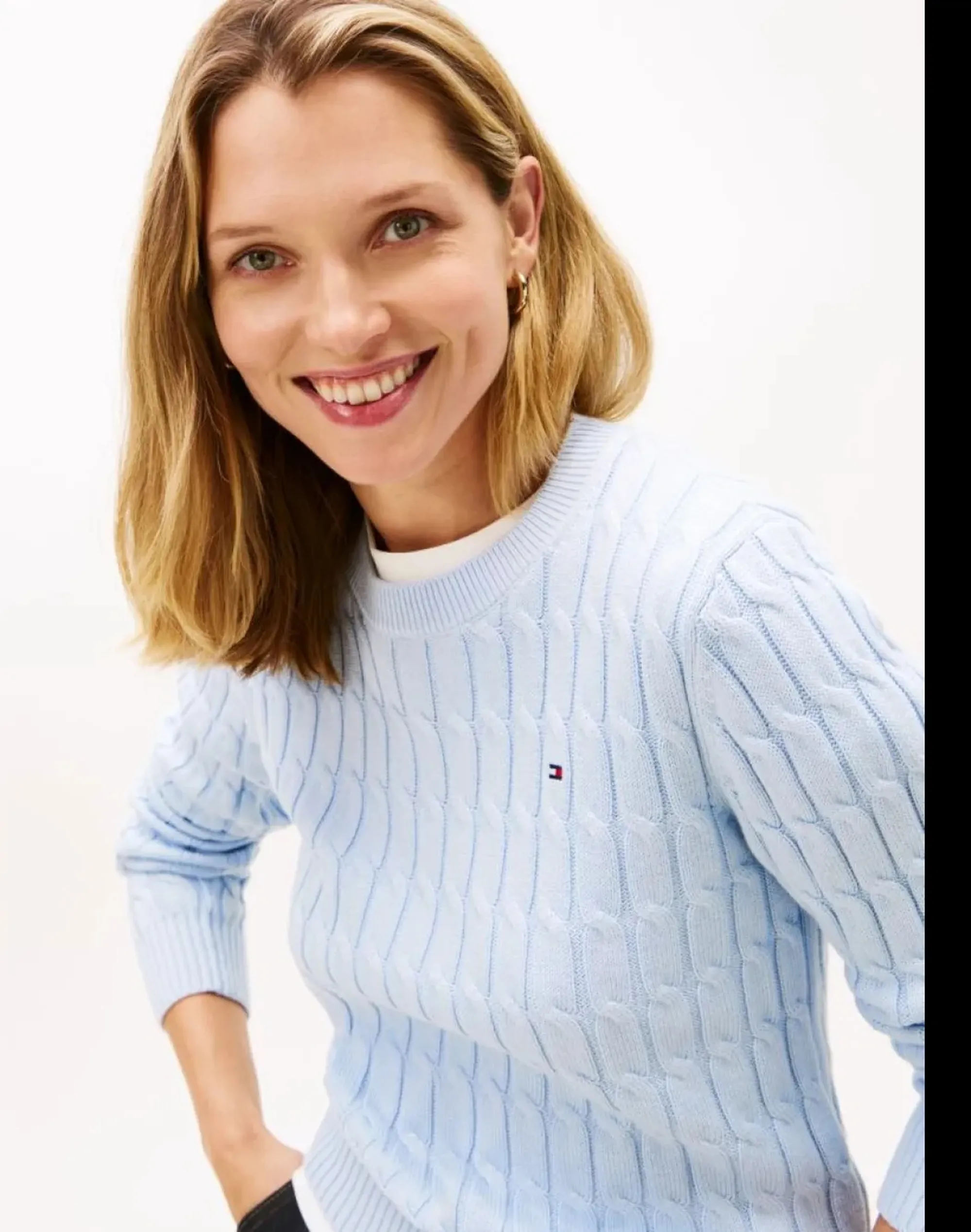 Tommy Hilfiger B'Braided Knit' Light Blue Ww0Ww47644 169702