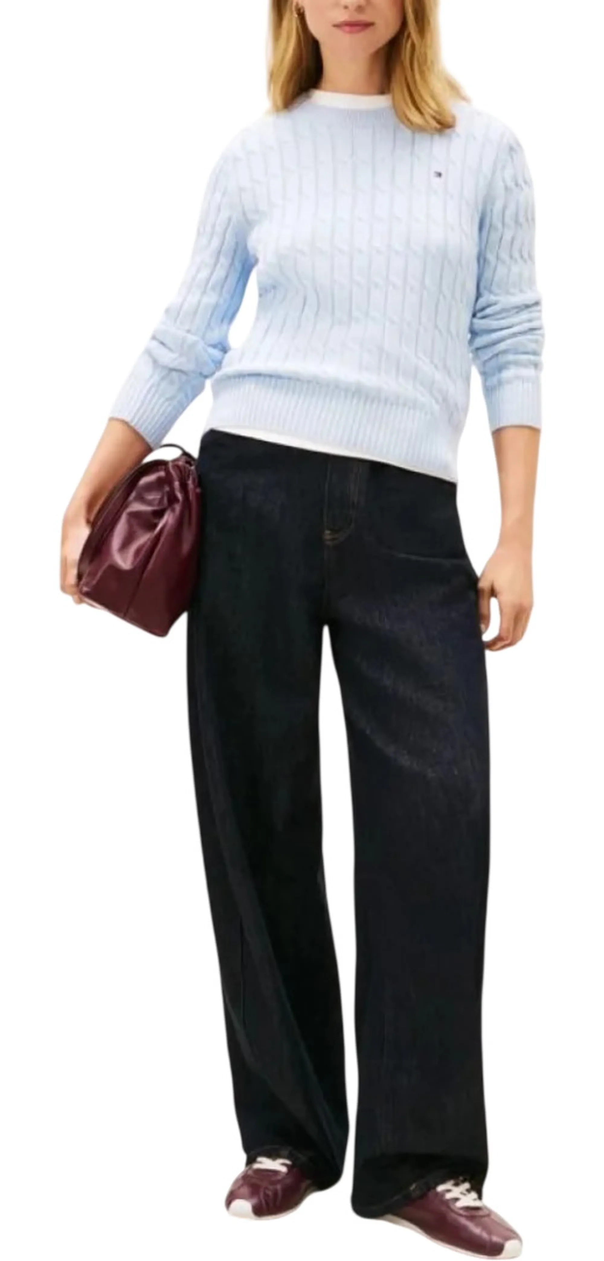 Tommy Hilfiger B'Braided Knit' Light Blue Ww0Ww47644 170543