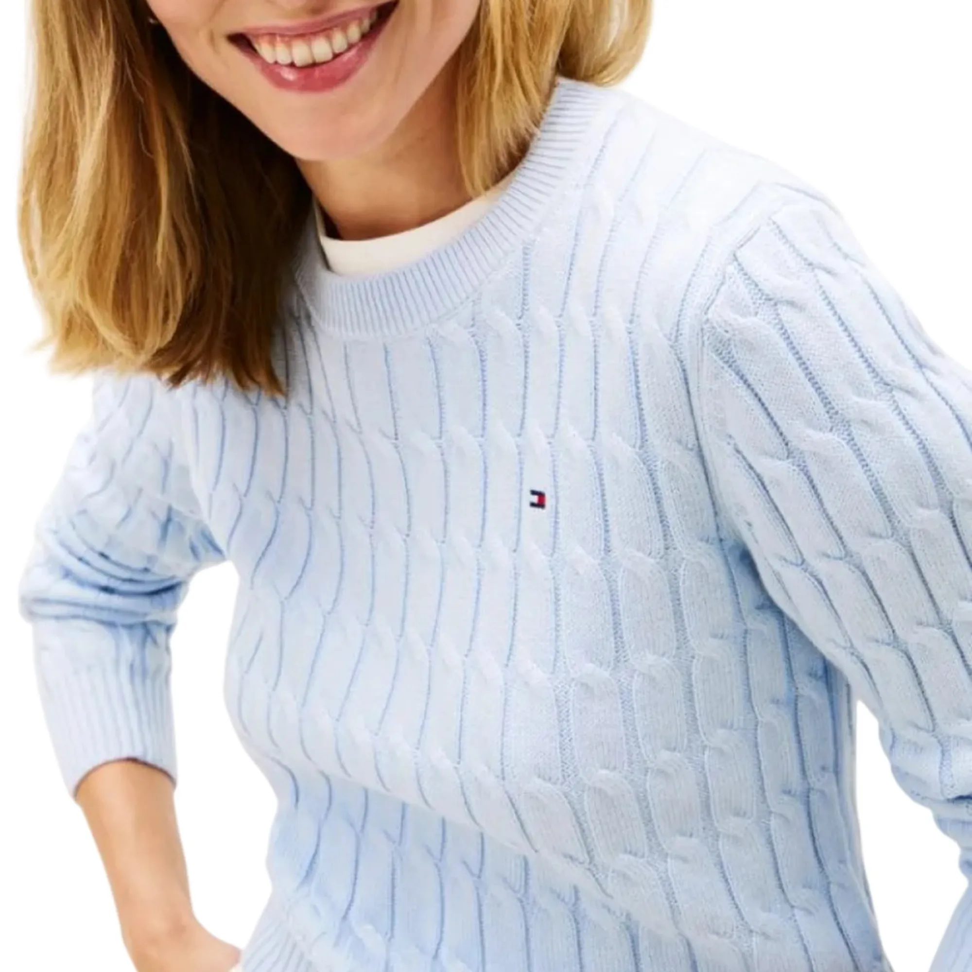 Tommy Hilfiger B'Braided Knit' Light Blue Ww0Ww47644 170544