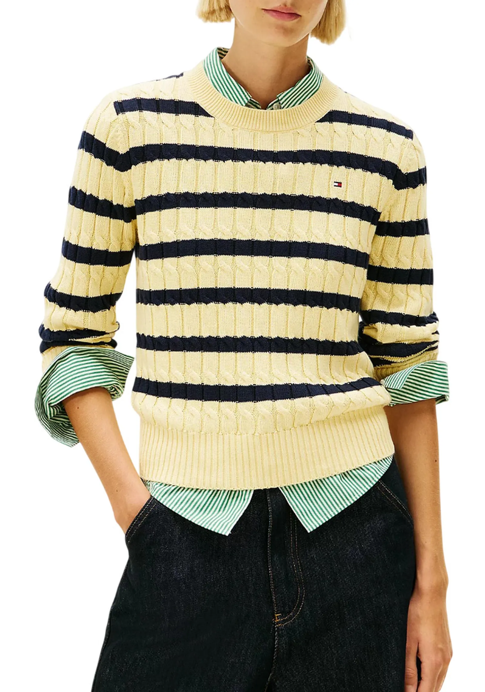 Tommy Hilfiger Maglia Intrecciata Gialla Ww0Ww47644 170554