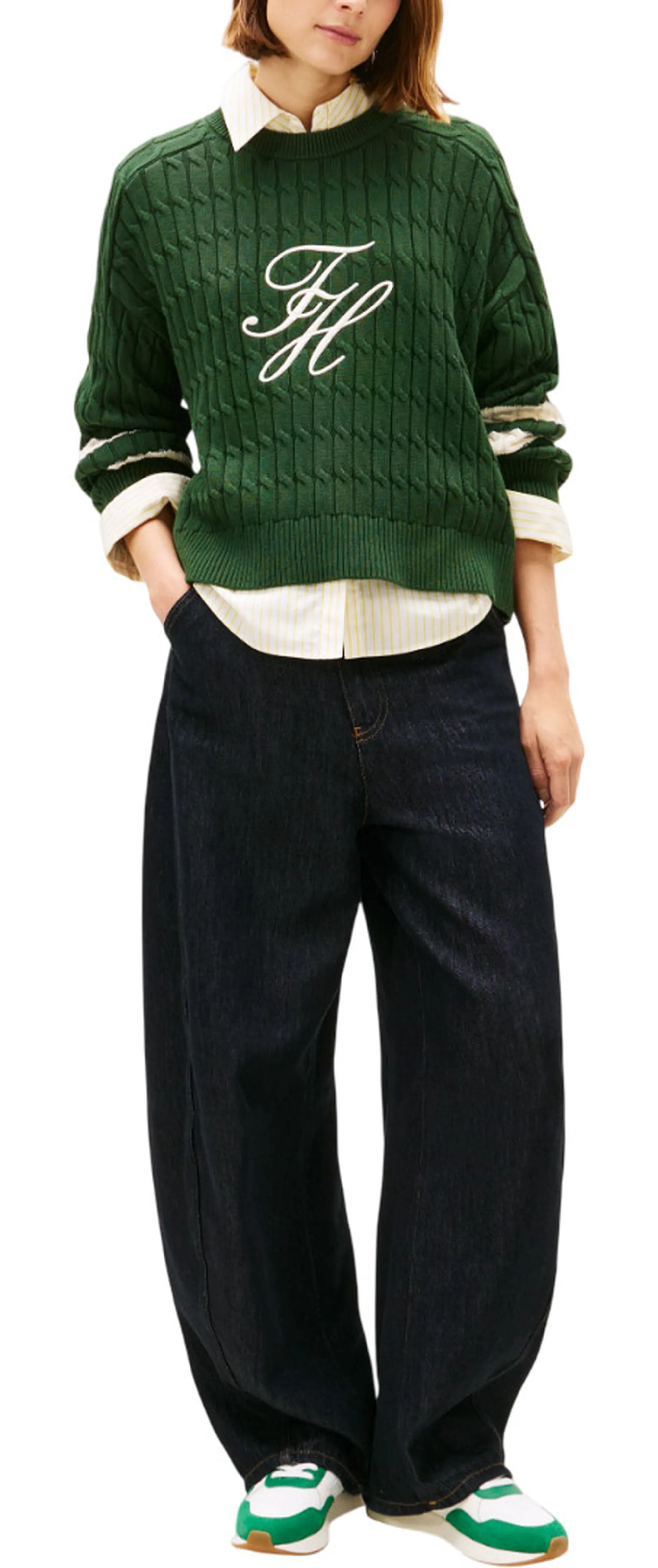 Tommy Hilfiger B'Braided Knit' Green Ww0Ww47633 169897