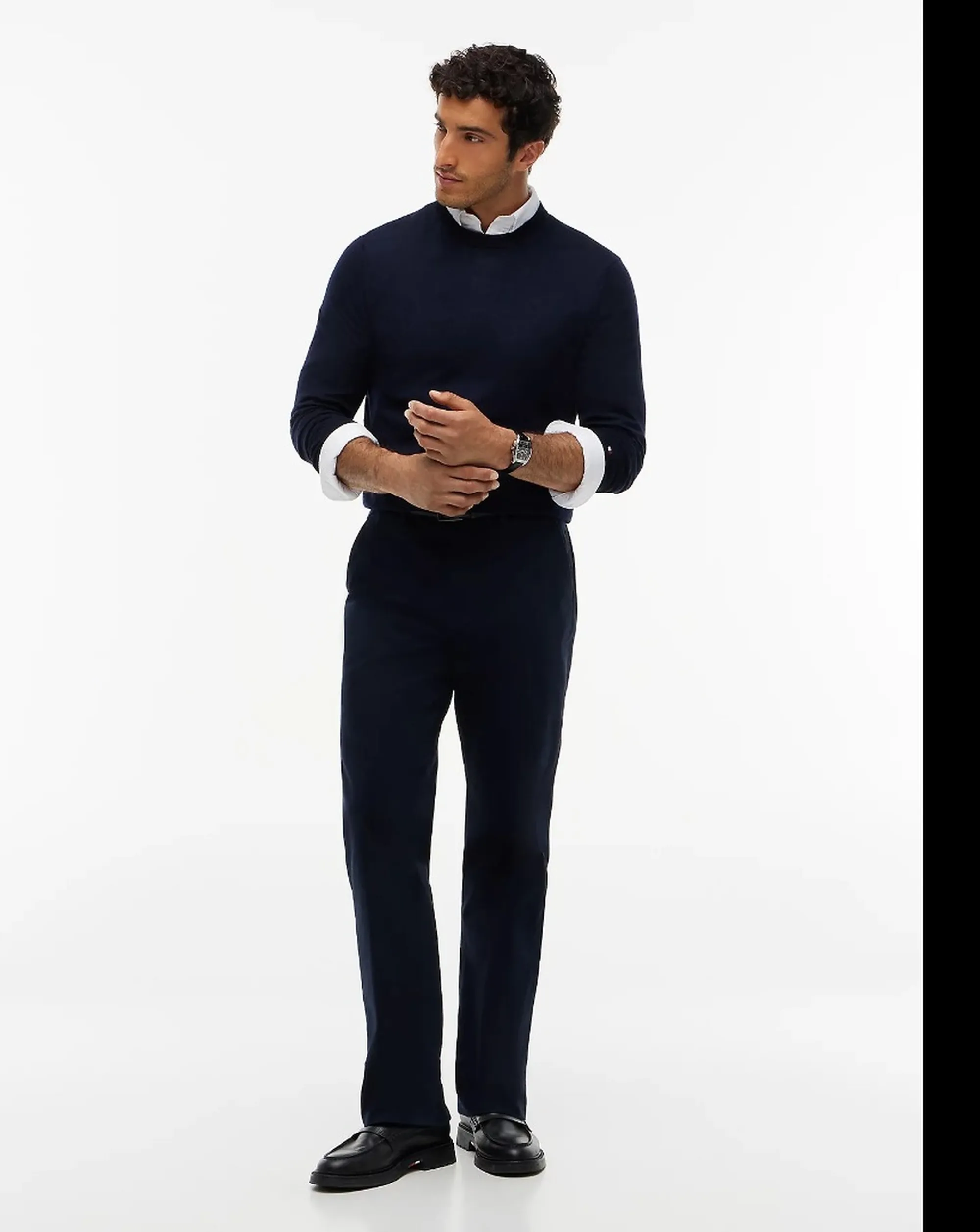 Tommy Hilfiger Maglia New York Label In Pura Lana Blu Mw0Mw44703 191559