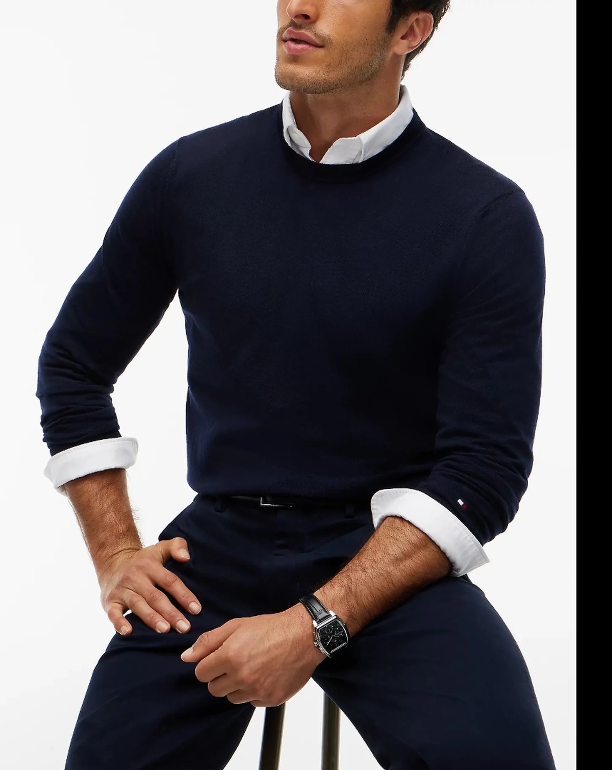 Tommy Hilfiger Maglia New York Label In Pura Lana Blu Mw0Mw44703 191560