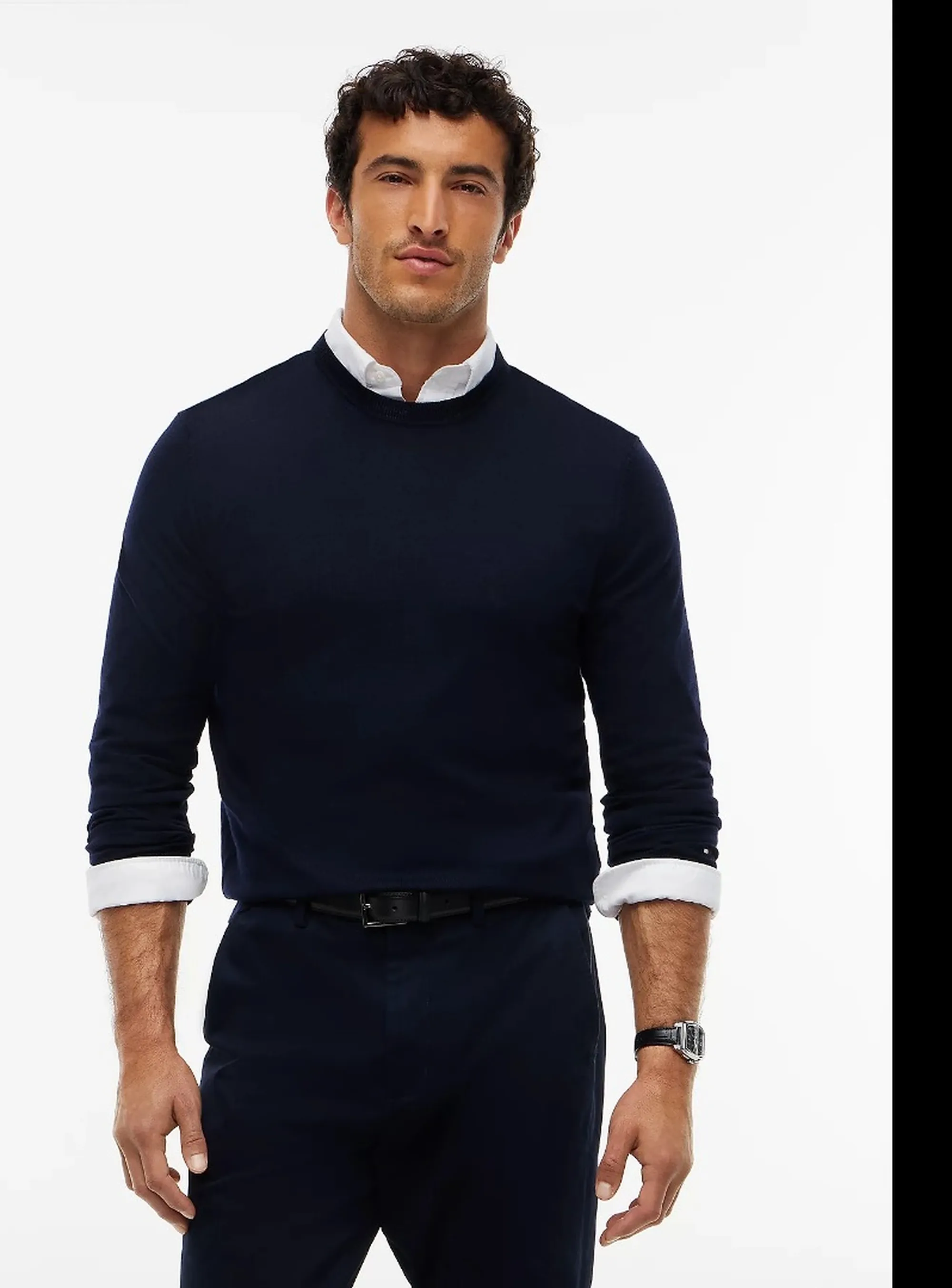 Tommy Hilfiger Maglia New York Label In Pura Lana Blu Mw0Mw44703 191562
