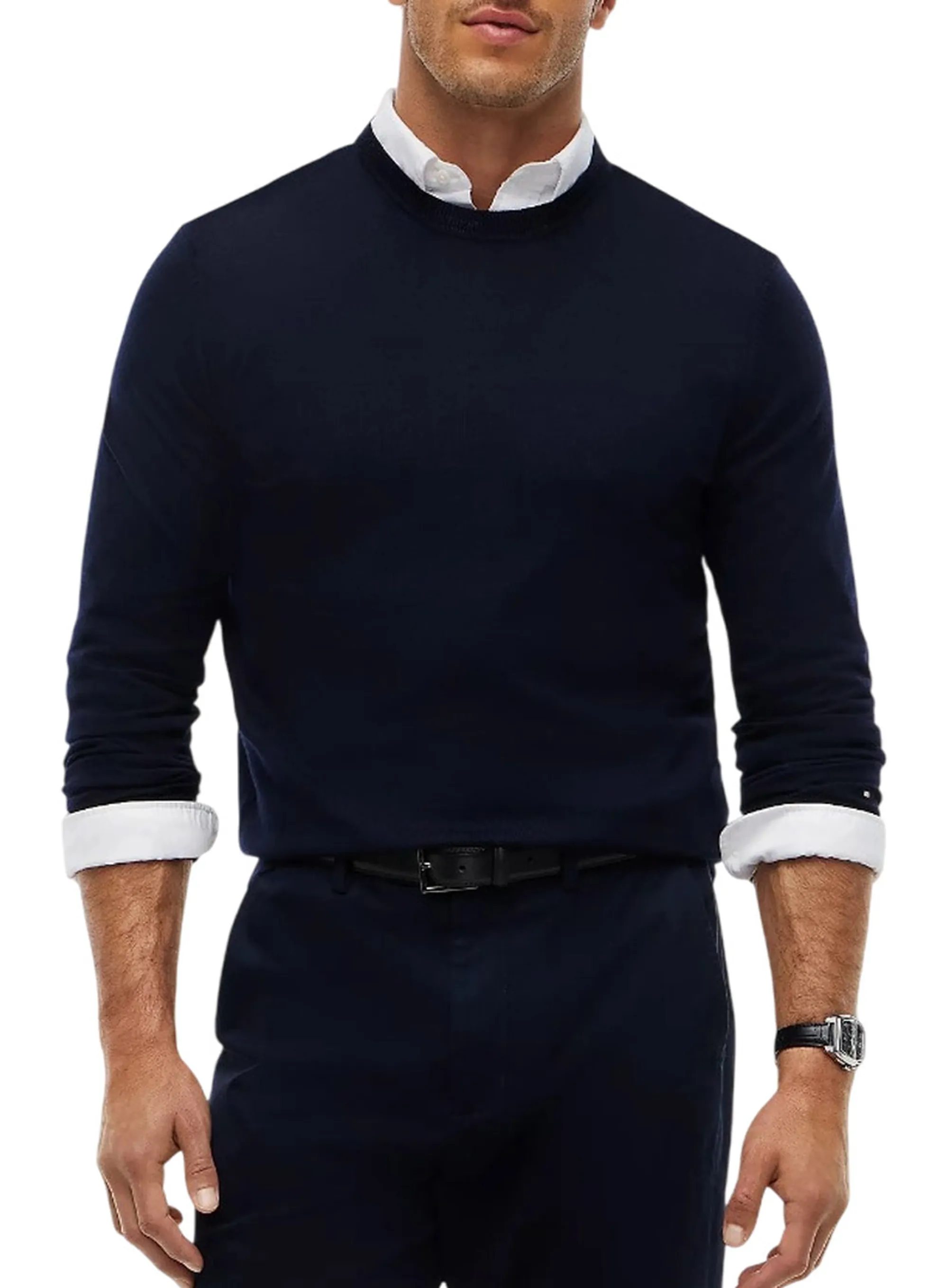Tommy Hilfiger B'New York Label Pure Wool Sweater' Blu Mw0Mw44703 191706