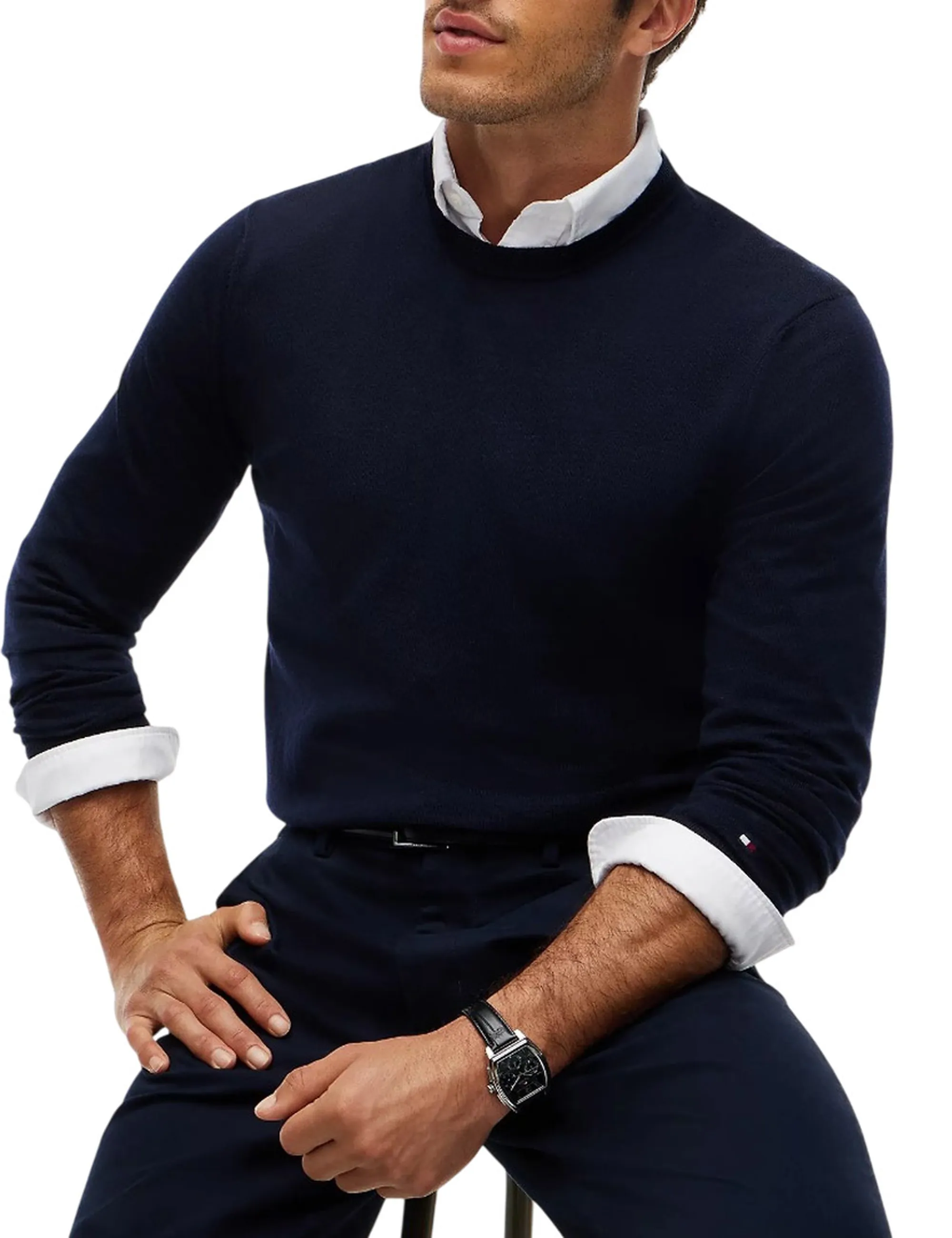 Tommy Hilfiger B'New York Label Pure Wool Sweater' Blu Mw0Mw44703 191713