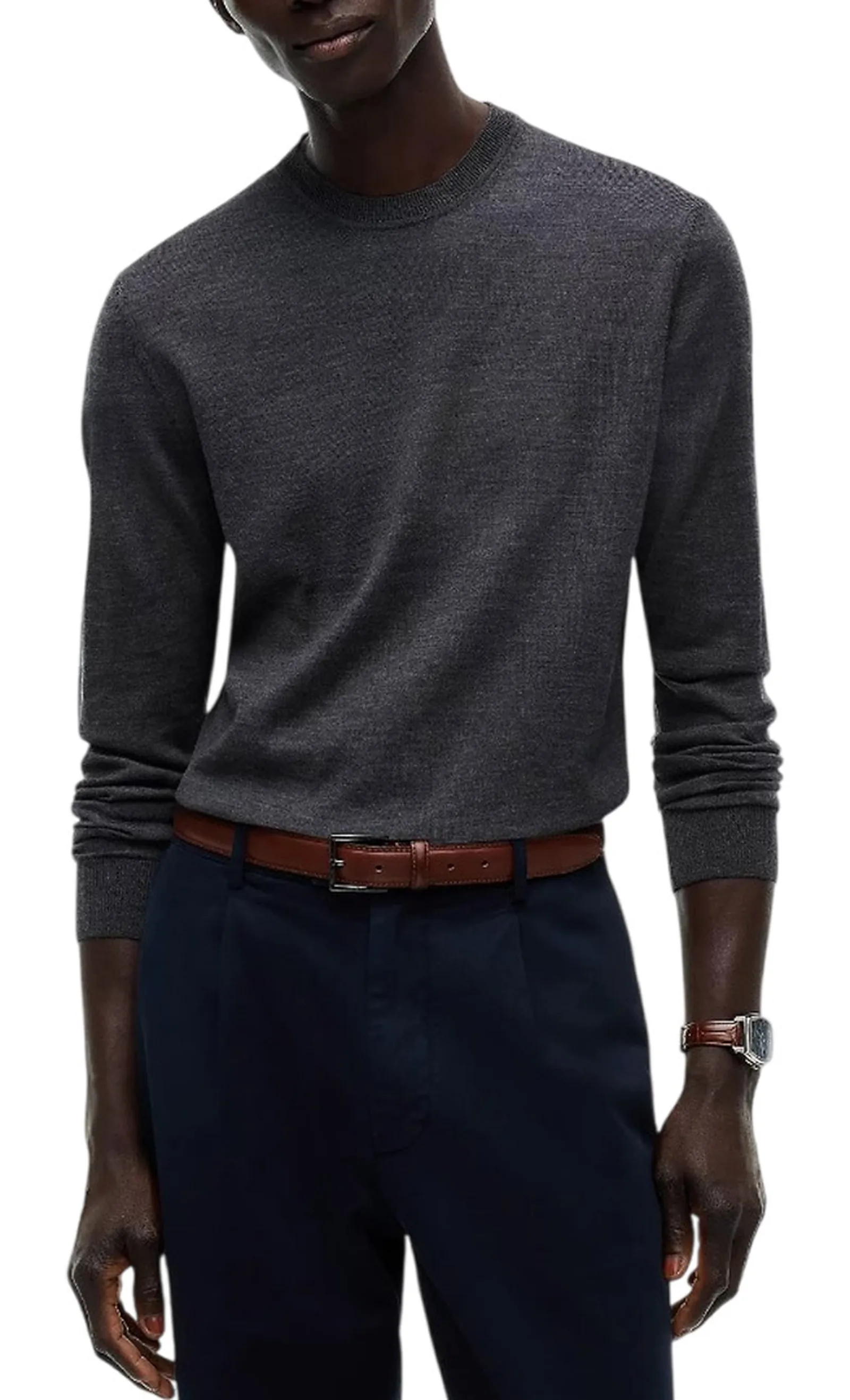 Tommy Hilfiger Maglia New York Label In Pura Lana Grigio Scuro Mw0Mw44703 191702