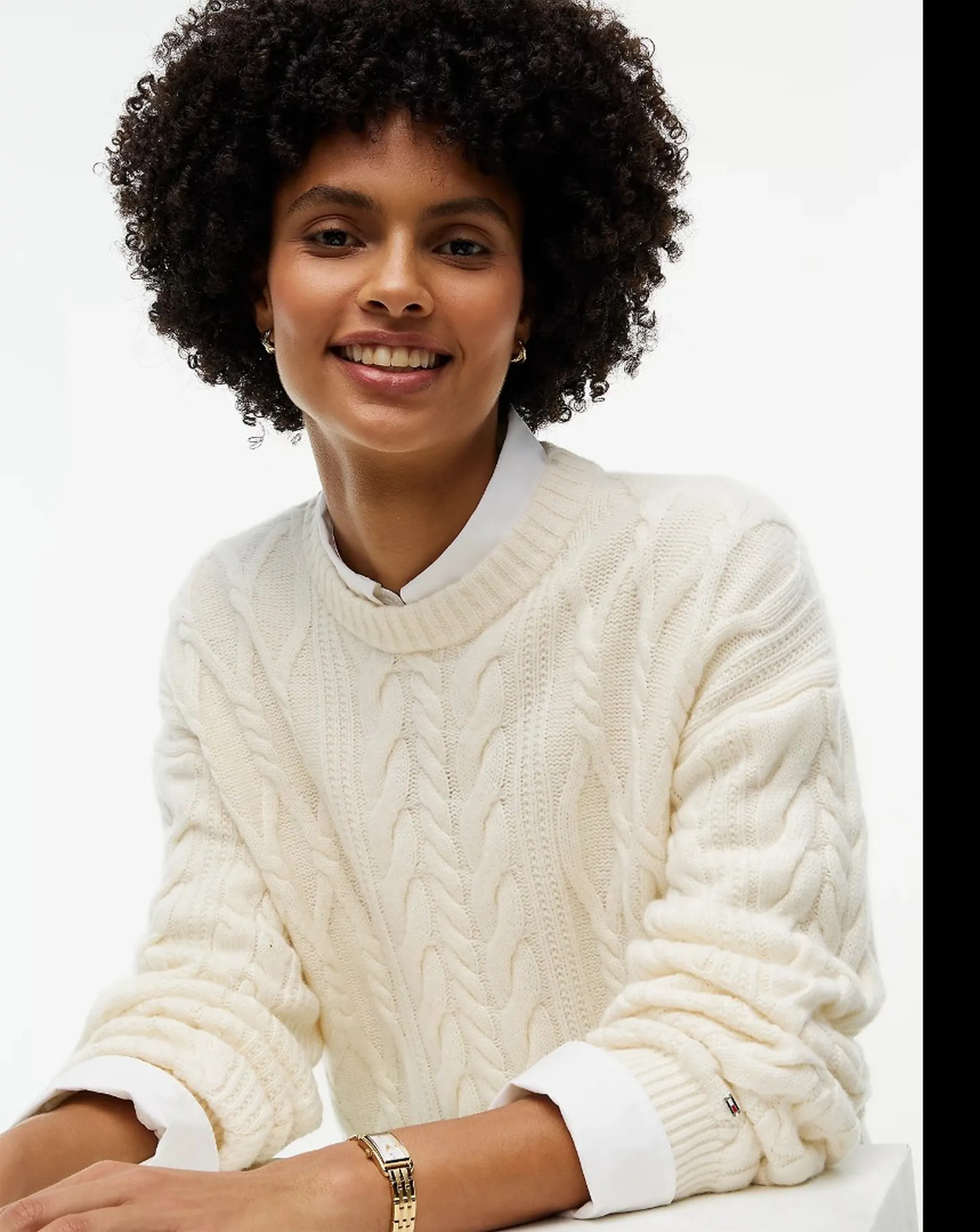 Tommy Hilfiger B'Relaxed Fit Sweater With Silk' Ivory Ww0Ww51396 193149