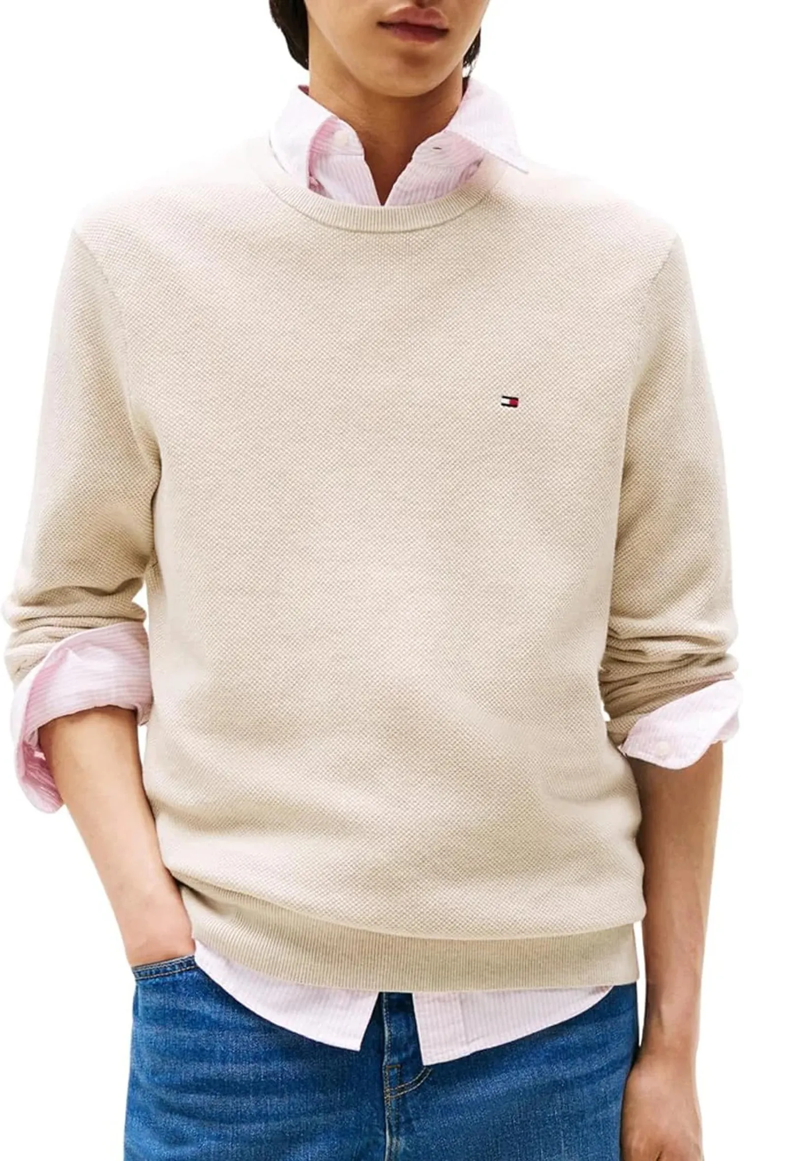 Tommy Hilfiger Maglia Tramata Beige Mw0Mw36347 155196