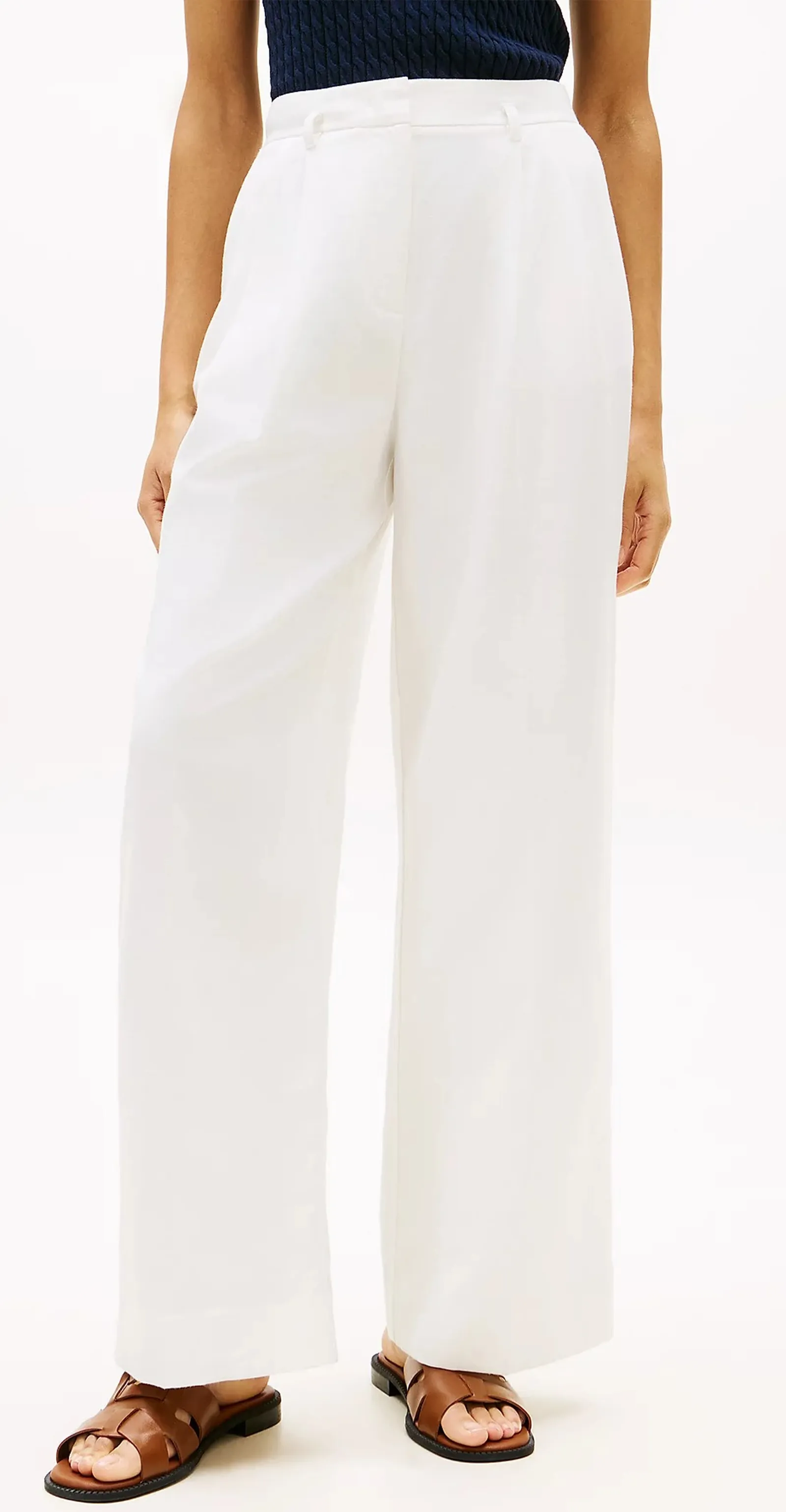 Tommy Hilfiger Pantalone In Misto Lino Bianco Ww0Ww48884 171418