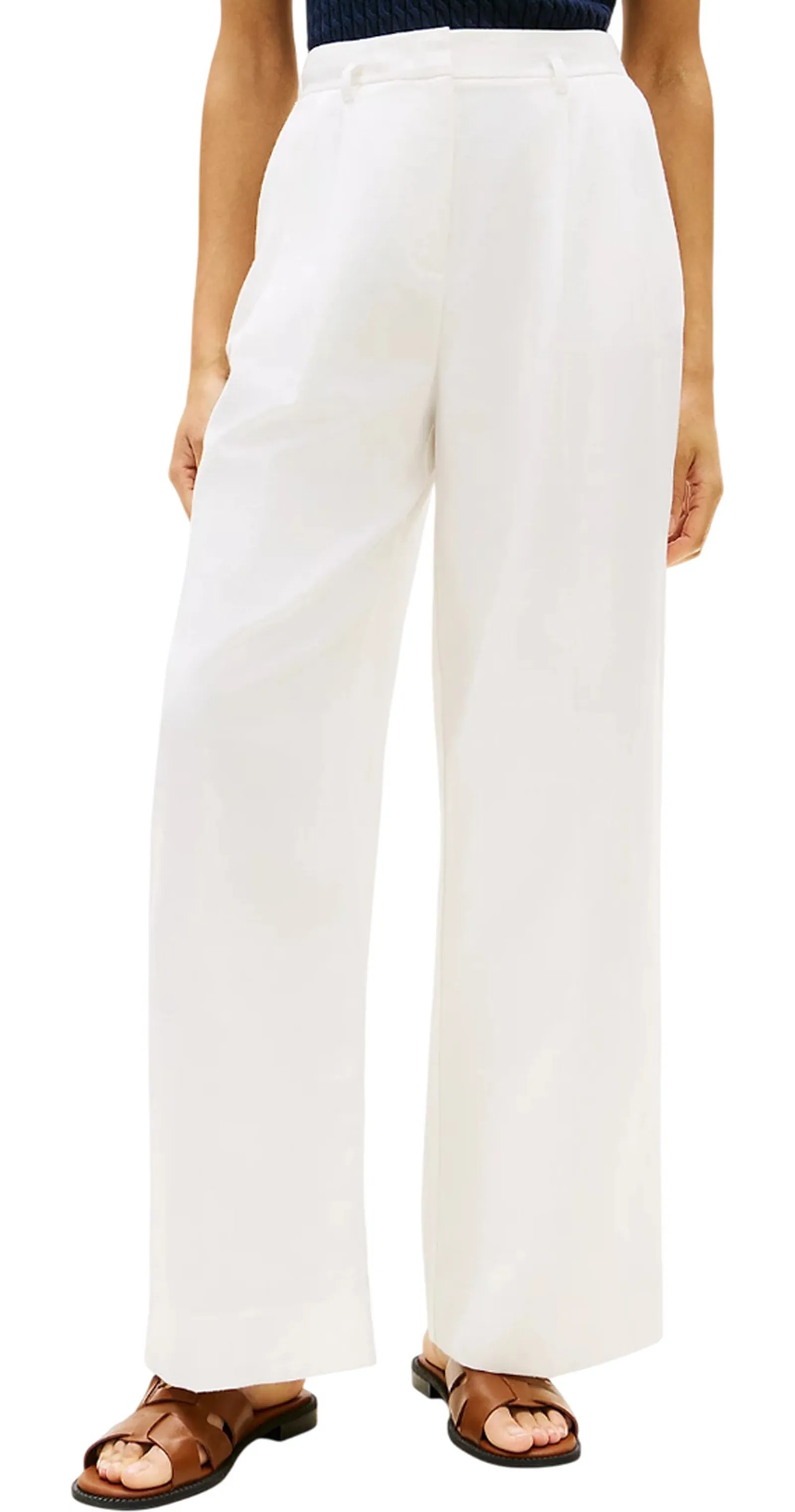 Tommy Hilfiger Pantalone In Misto Lino Bianco Ww0Ww48884 176954