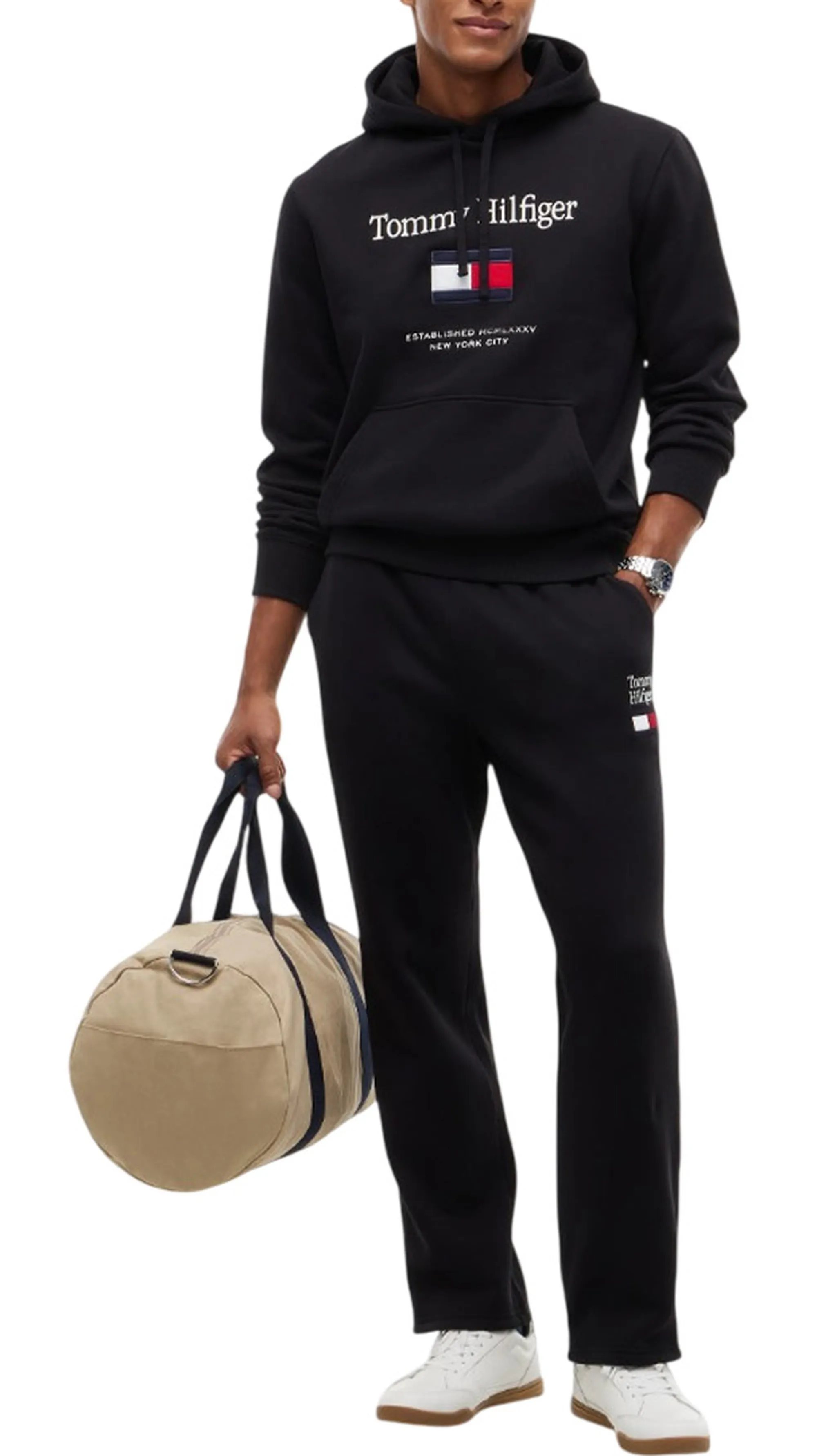 Tommy Hilfiger Pantalone Jogger Con Logo Ricamato Nero Mw0Mw45245 194536