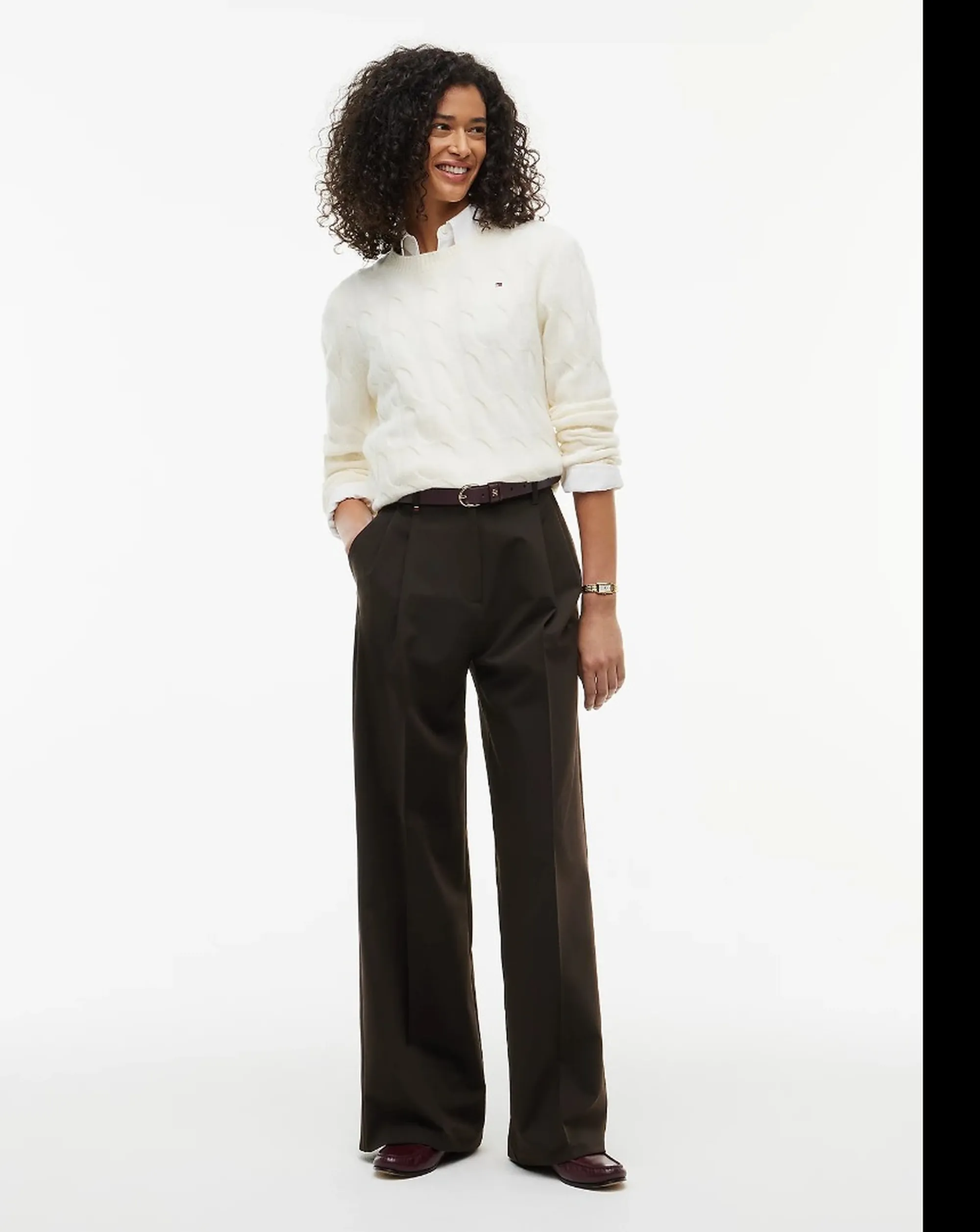Tommy Hilfiger B'Wide Twill Trousers With Pleated Pants' Chocolate Ww0Ww51898 193141