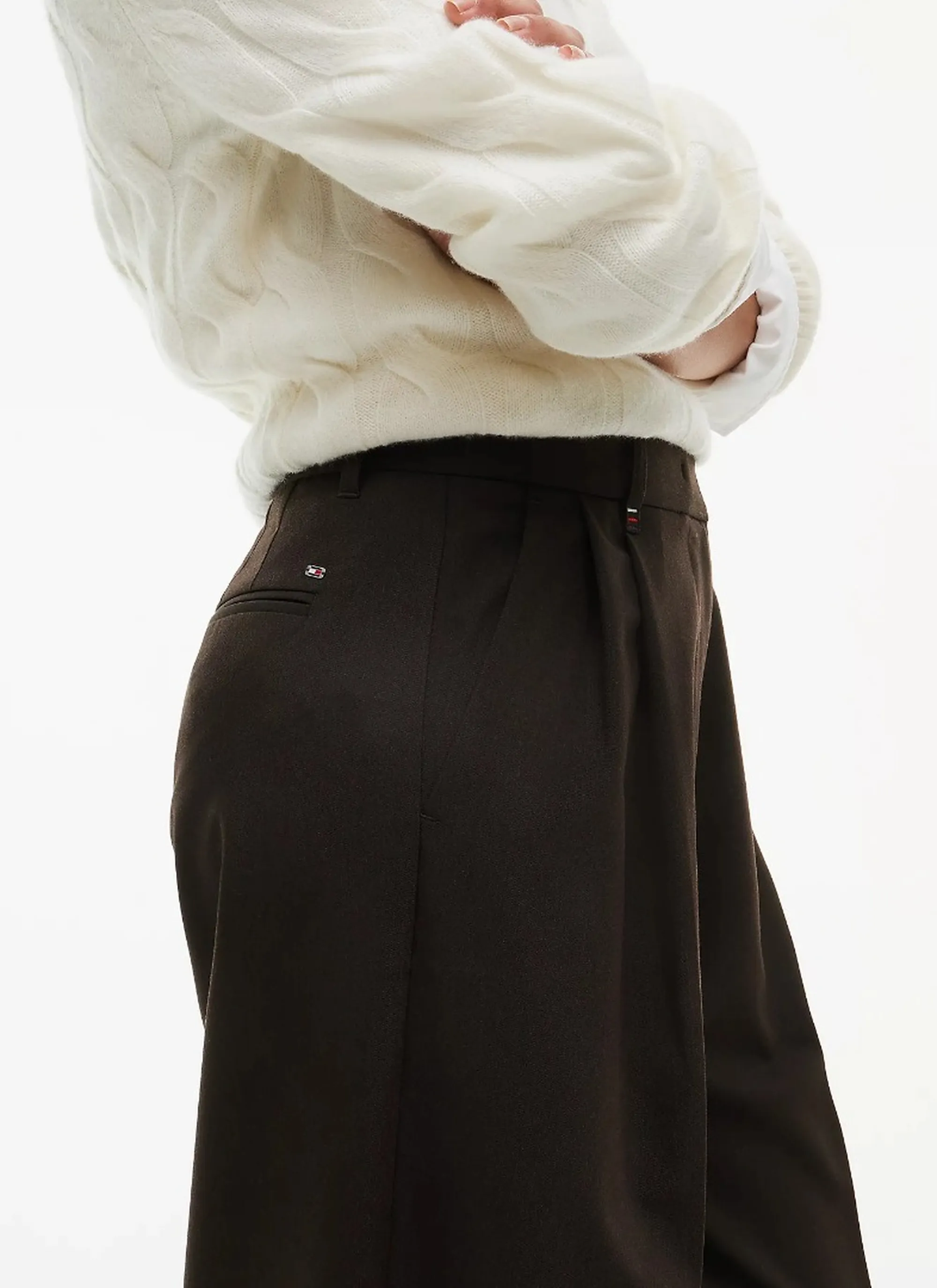 Tommy Hilfiger B'Wide Twill Trousers With Pleated Pants' Chocolate Ww0Ww51898 193142
