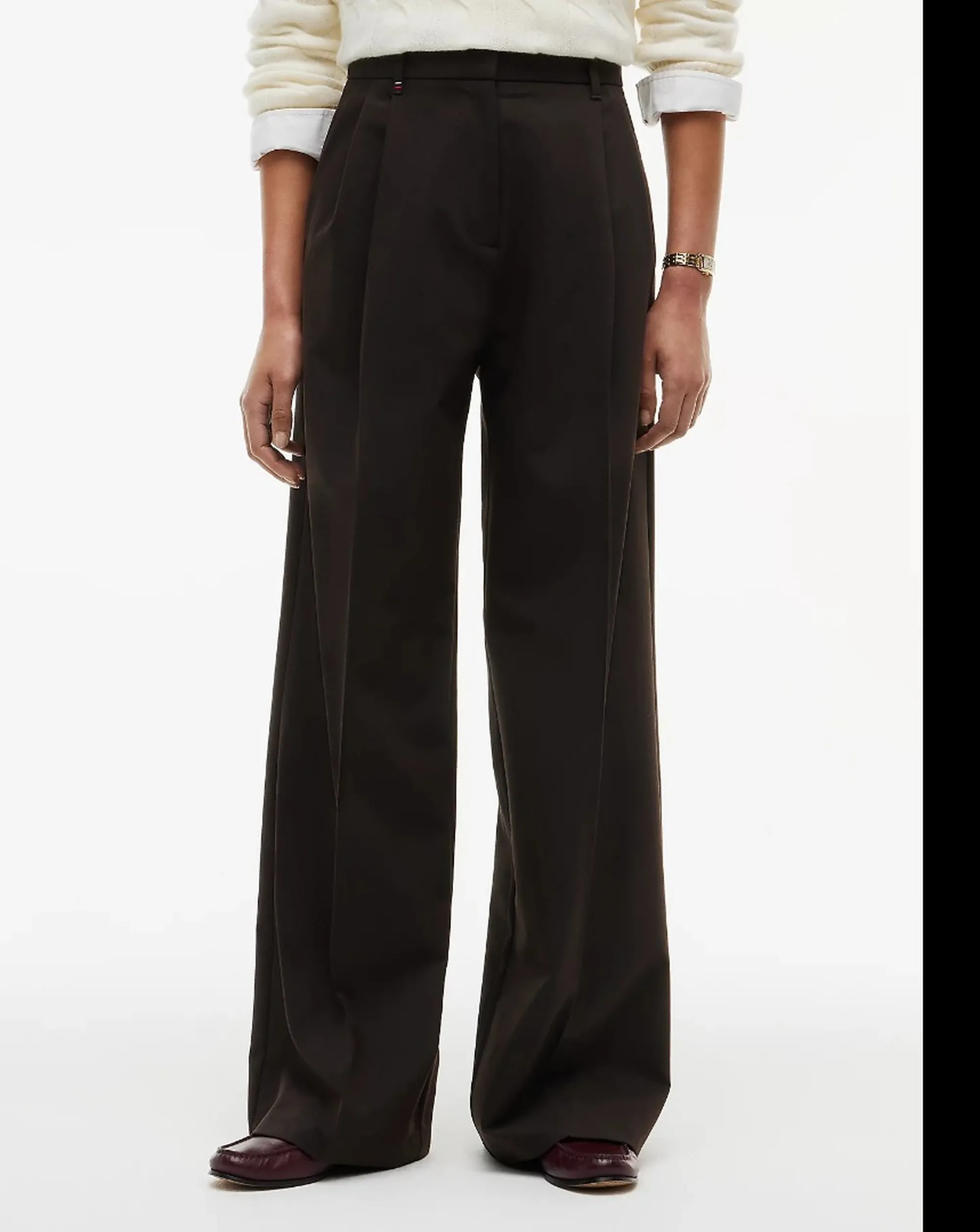 Tommy Hilfiger B'Wide Twill Trousers With Pleated Pants' Chocolate Ww0Ww51898 193144