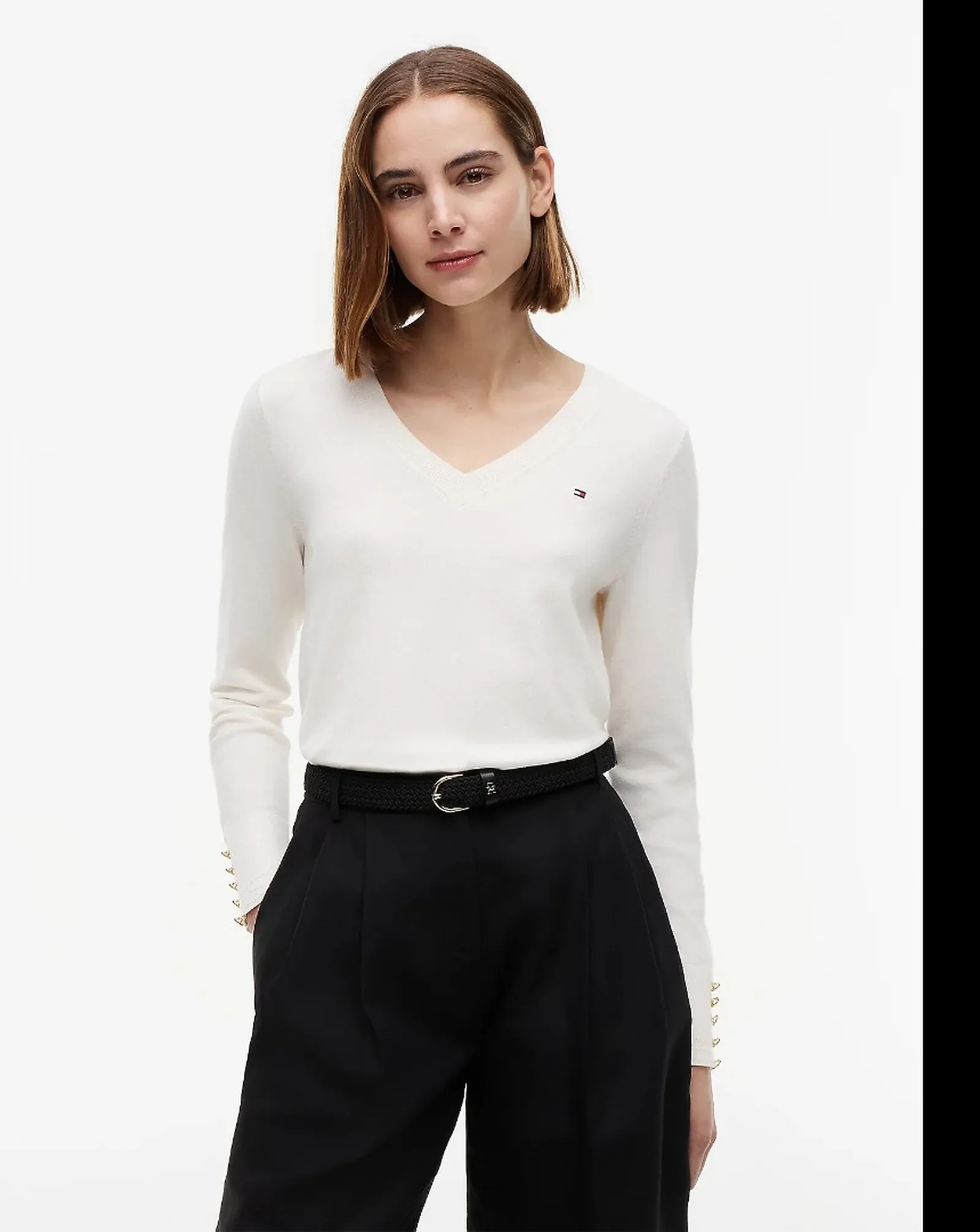Tommy Hilfiger Pullover Con Bottoni Avorio Ww0Ww40098 184221