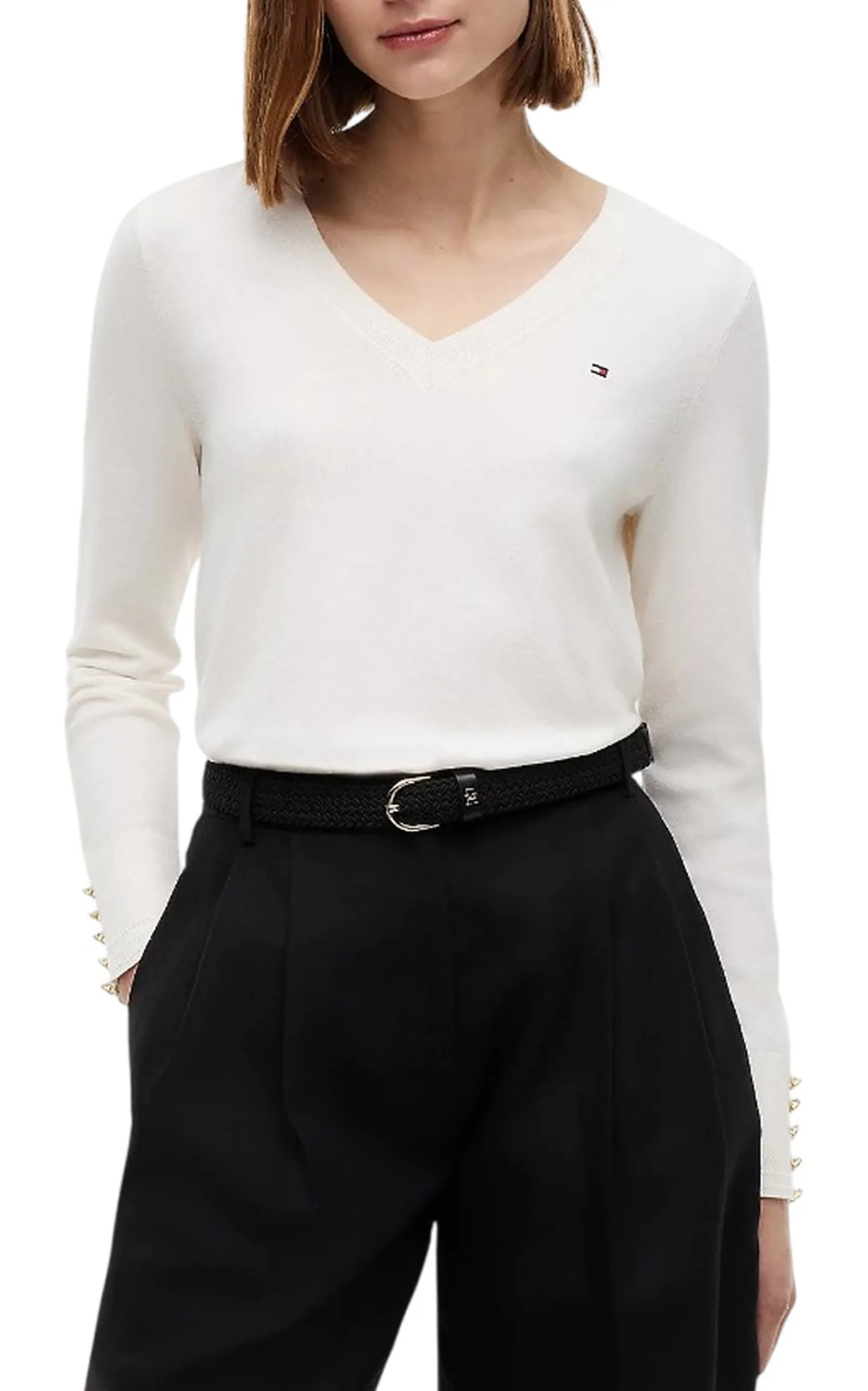 Tommy Hilfiger Pullover Con Bottoni Avorio Ww0Ww40098 184883