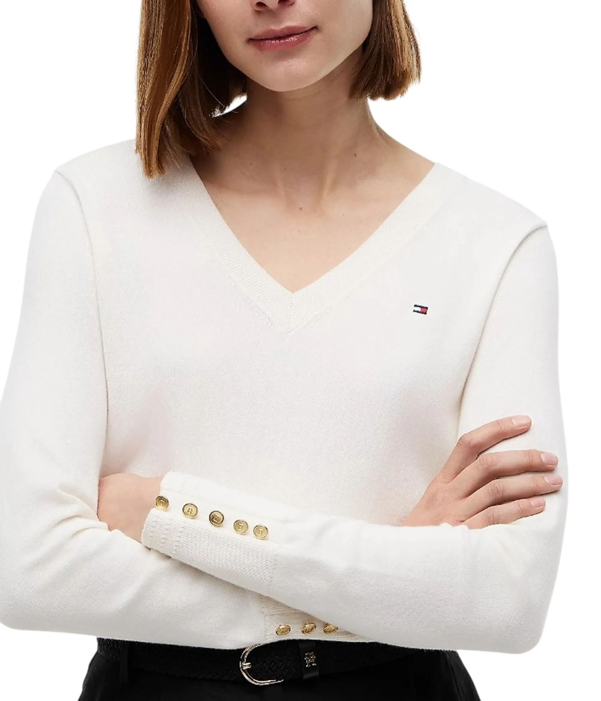 Tommy Hilfiger Pullover Con Bottoni Avorio Ww0Ww40098 184886