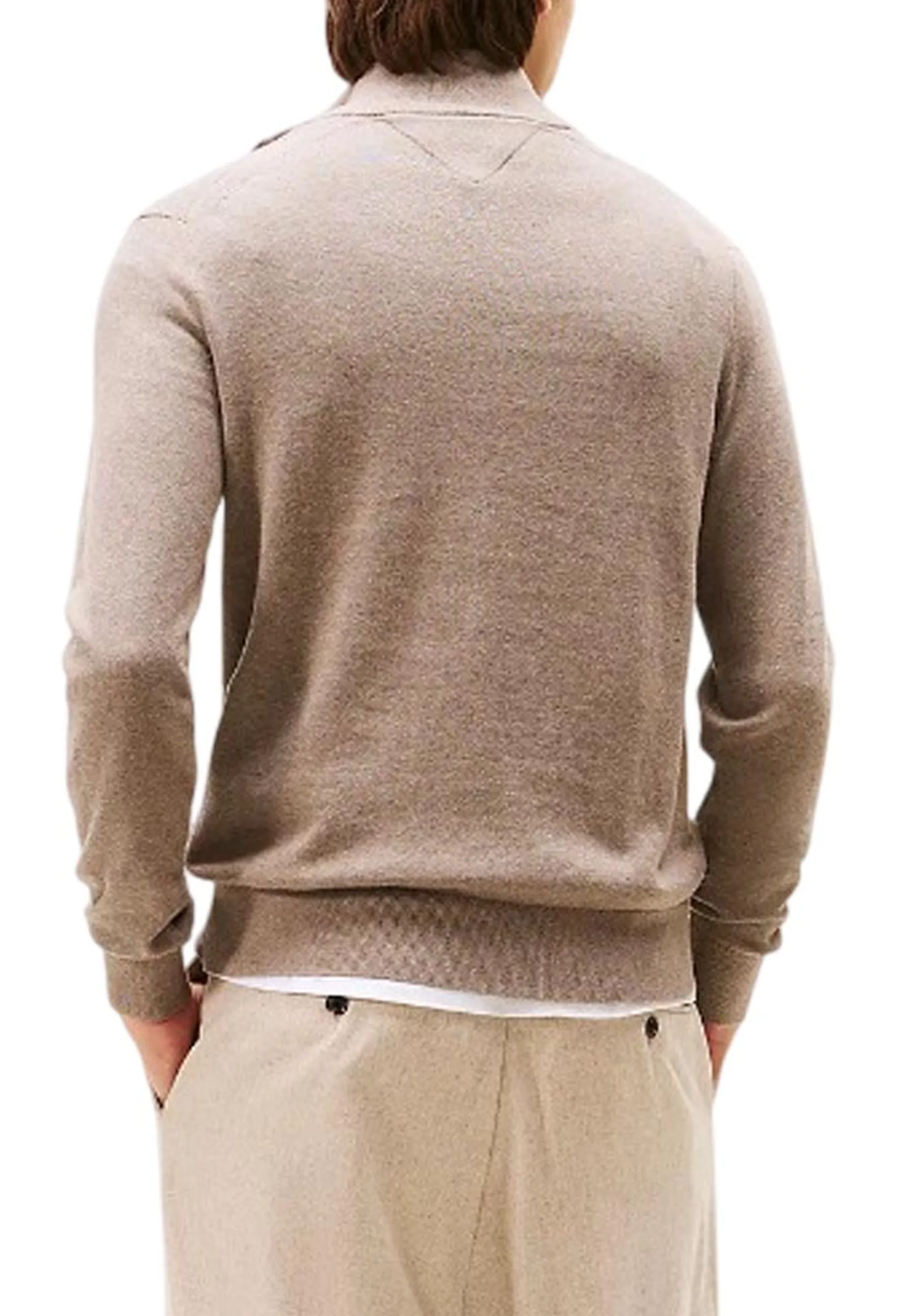 Tommy Hilfiger Pullover Con Mezza Zip E Nastro Iconico Beige Mw0Mw28049 168794