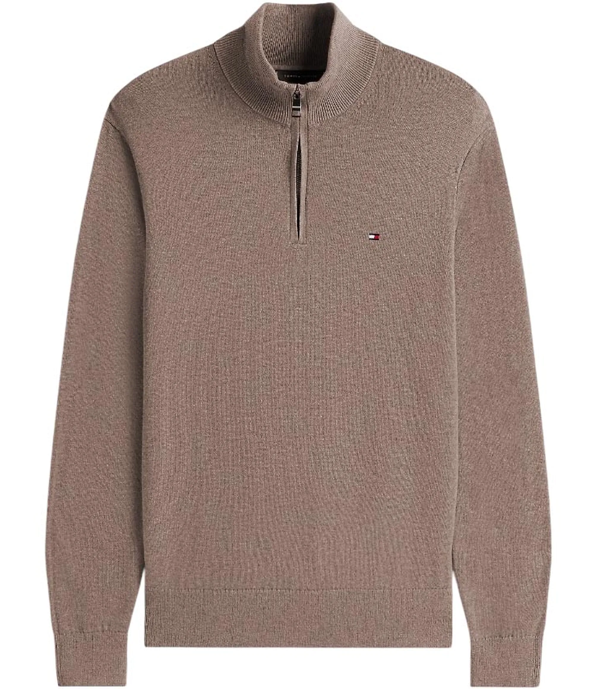 Tommy Hilfiger Pullover Con Mezza Zip E Nastro Iconico Beige Mw0Mw28049 168796