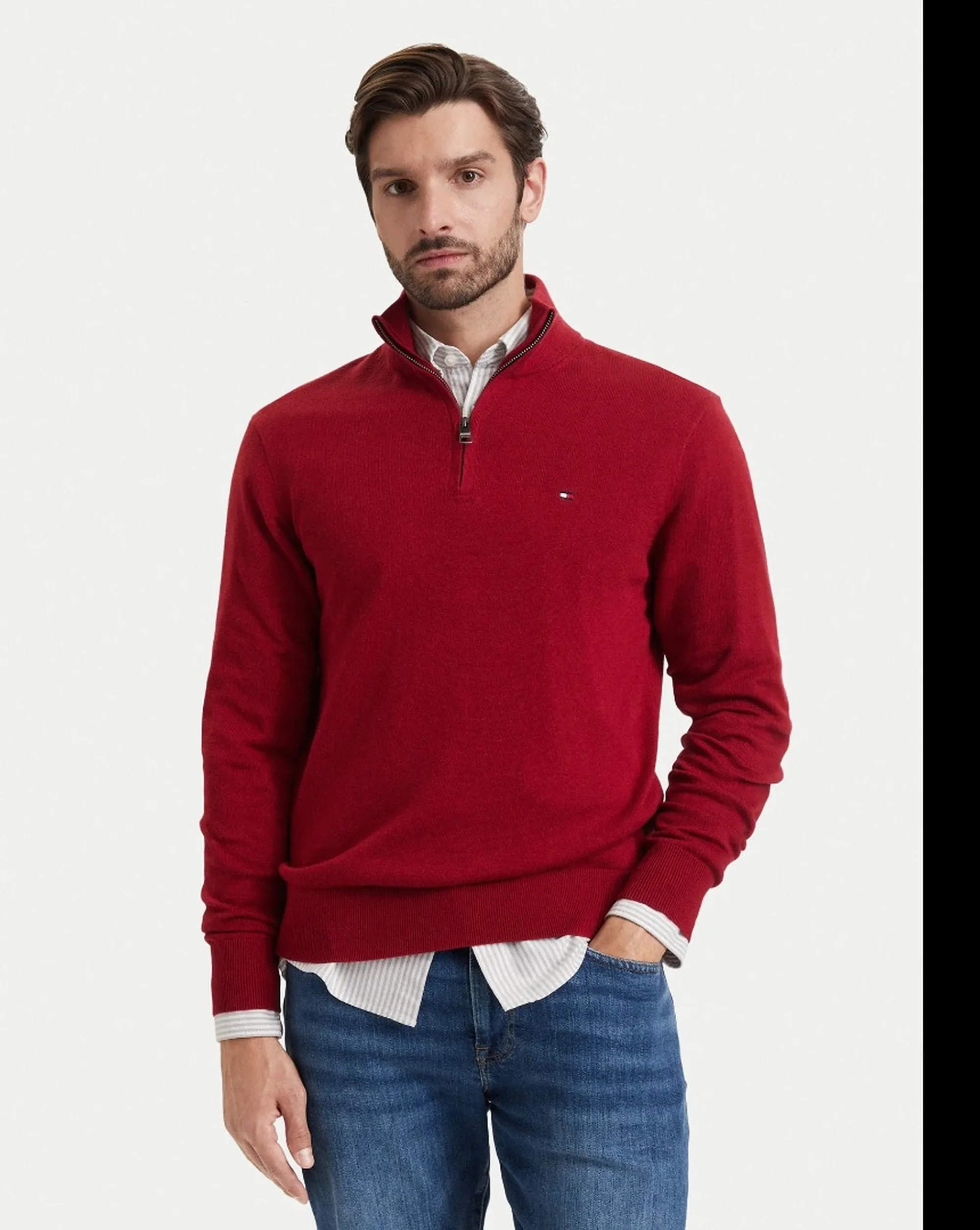 Tommy Hilfiger B'Sweater With Half Zip And Iconic Ribbon' Red Mw0Mw28049 184404