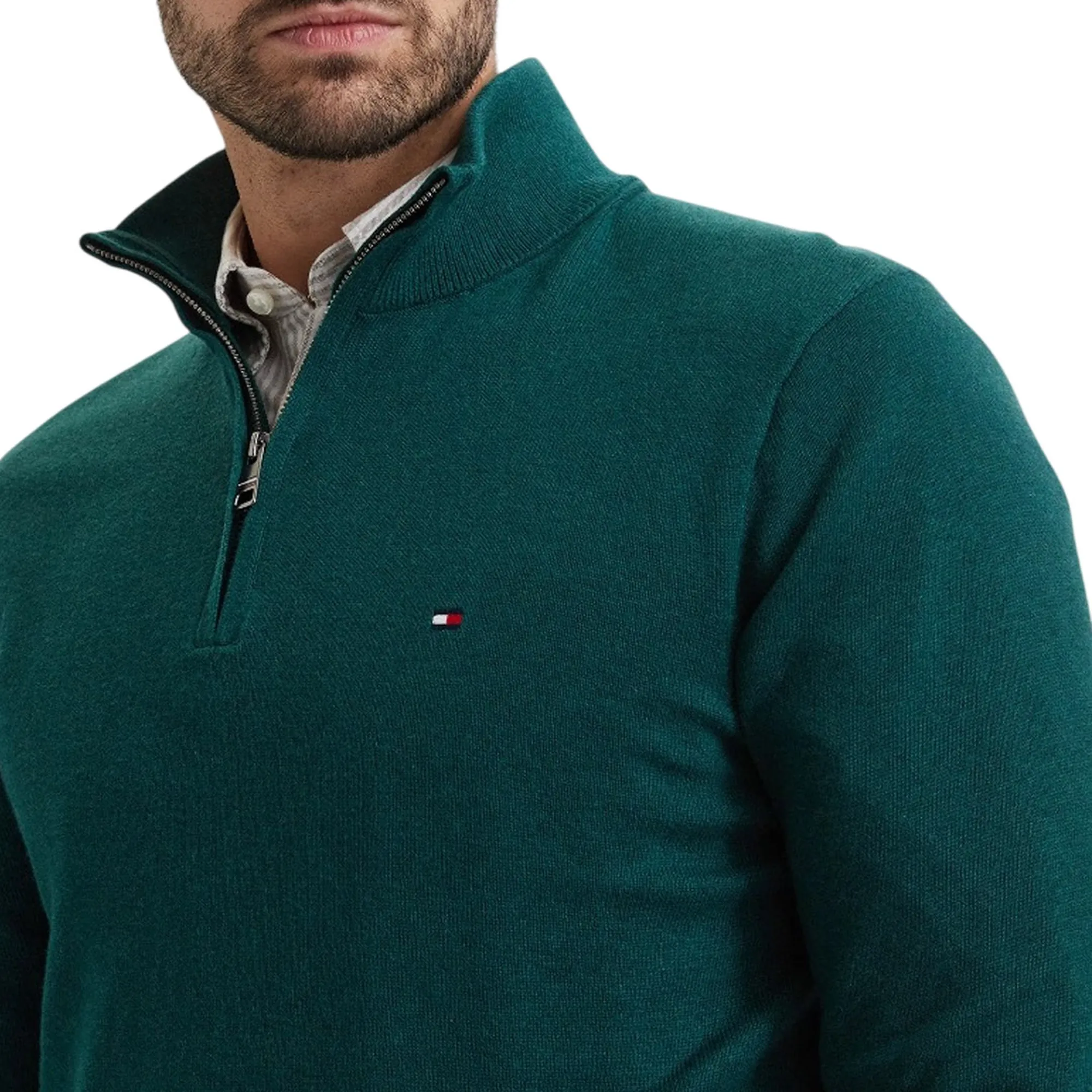 Tommy Hilfiger B'Sweater With Half Zip And Iconic Ribbon' Forest Green Mw0Mw28049 185183