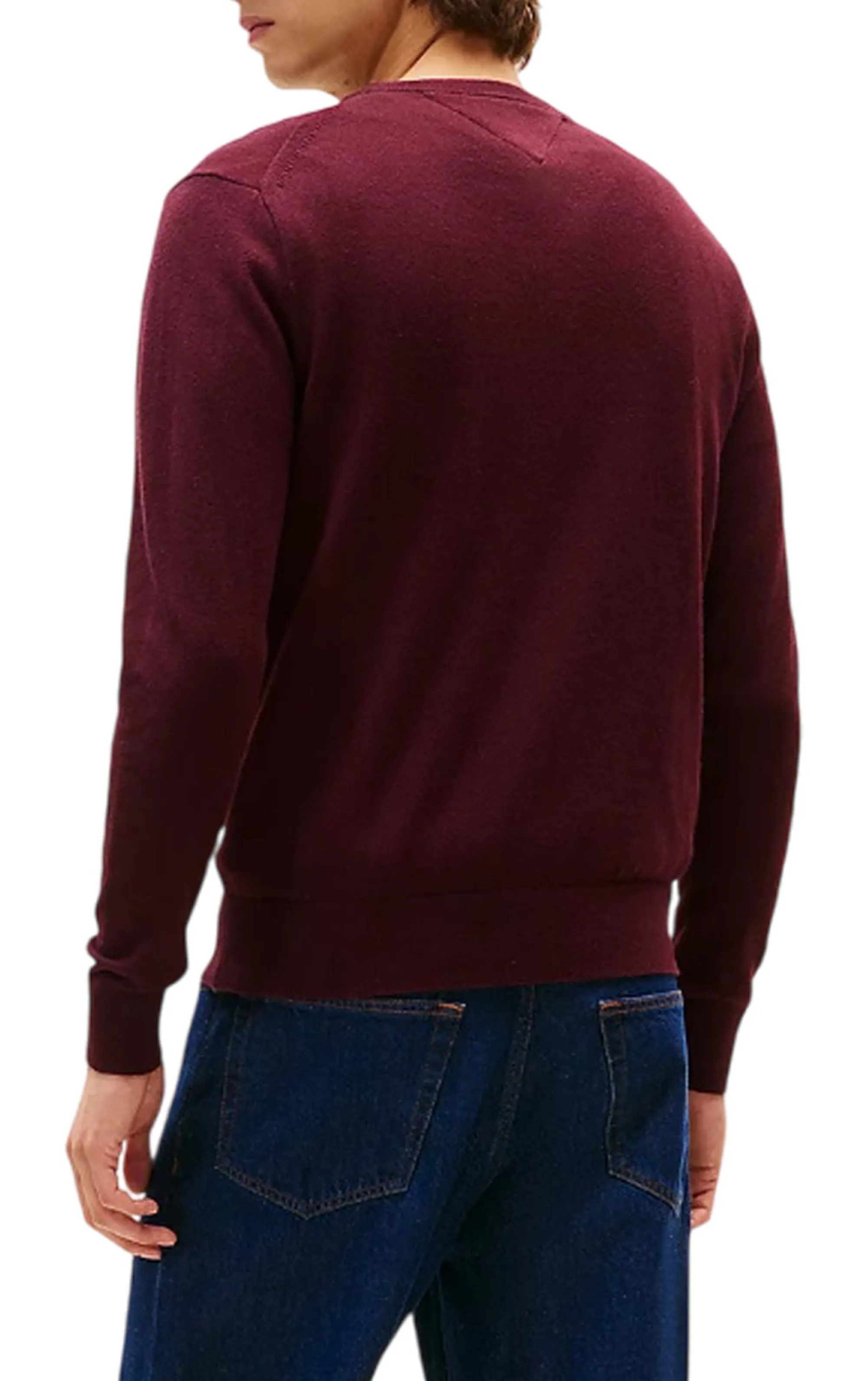 Tommy Hilfiger Pullover Th Monogram In Cotone E Cashmere Bordeaux Mw0Mw28046 157075