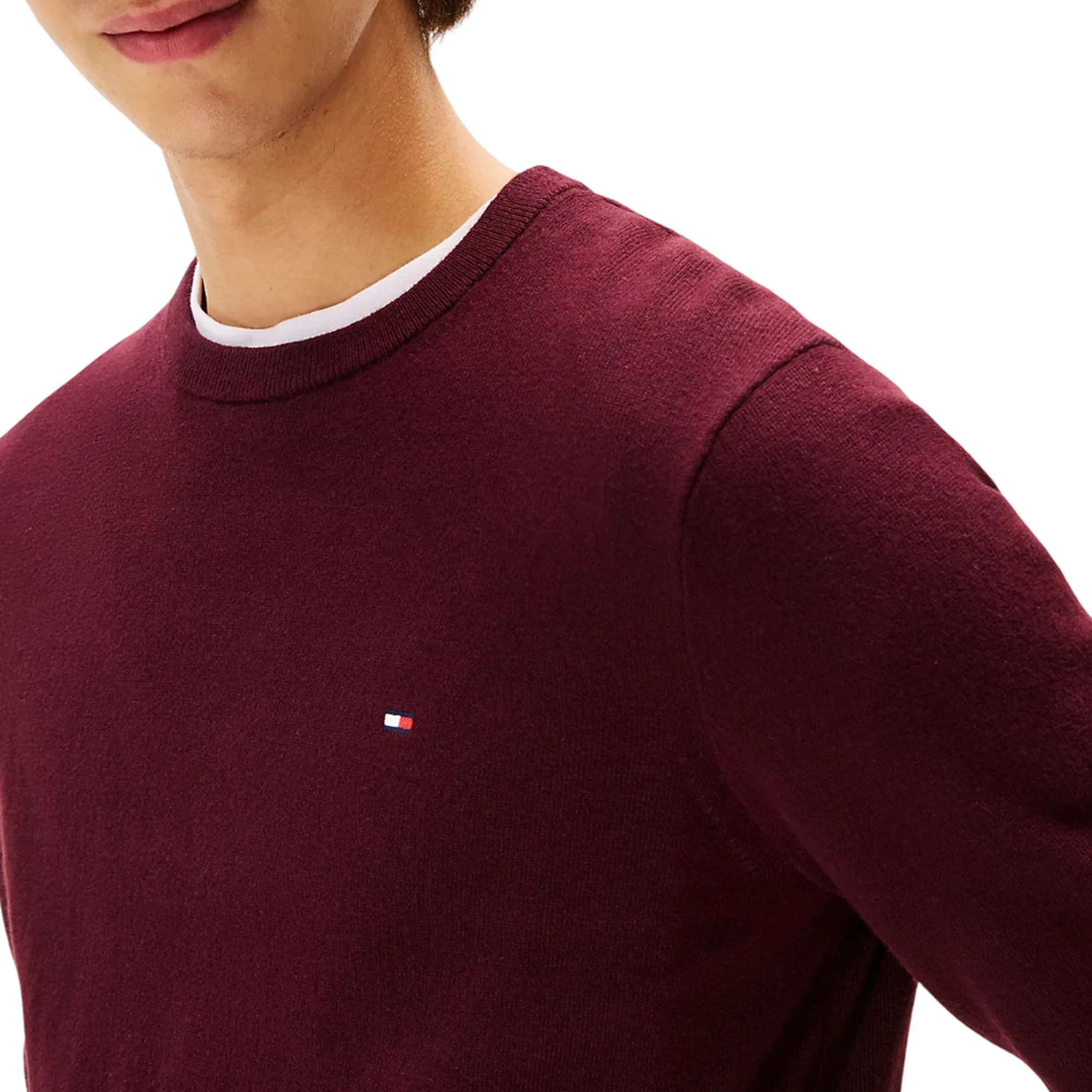 Tommy Hilfiger Pullover Th Monogram In Cotone E Cashmere Bordeaux Mw0Mw28046 157077