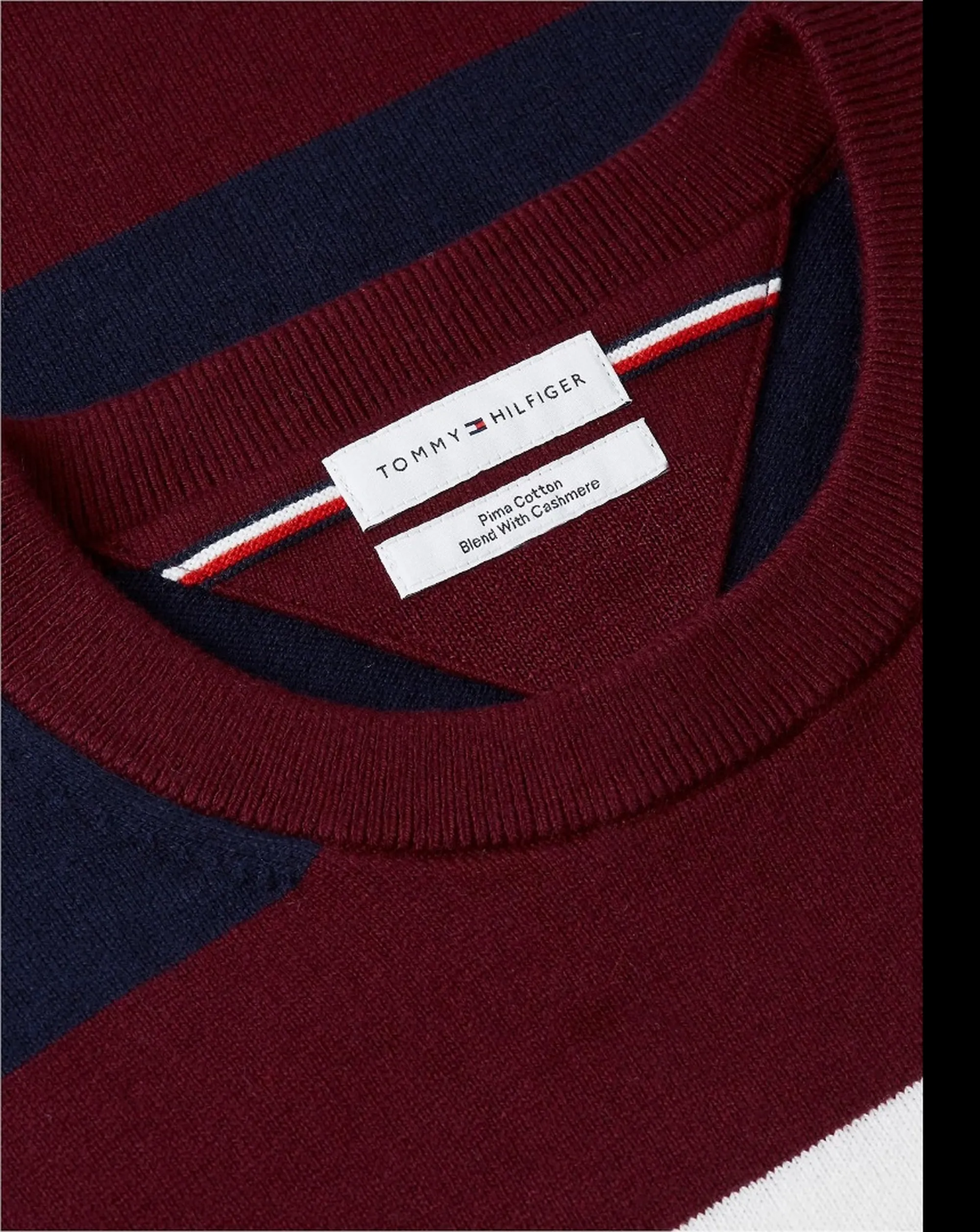 Tommy Hilfiger Pullover Th Monogram In Cotone E Cashmere Burgundy Mw0Mw28046 199142