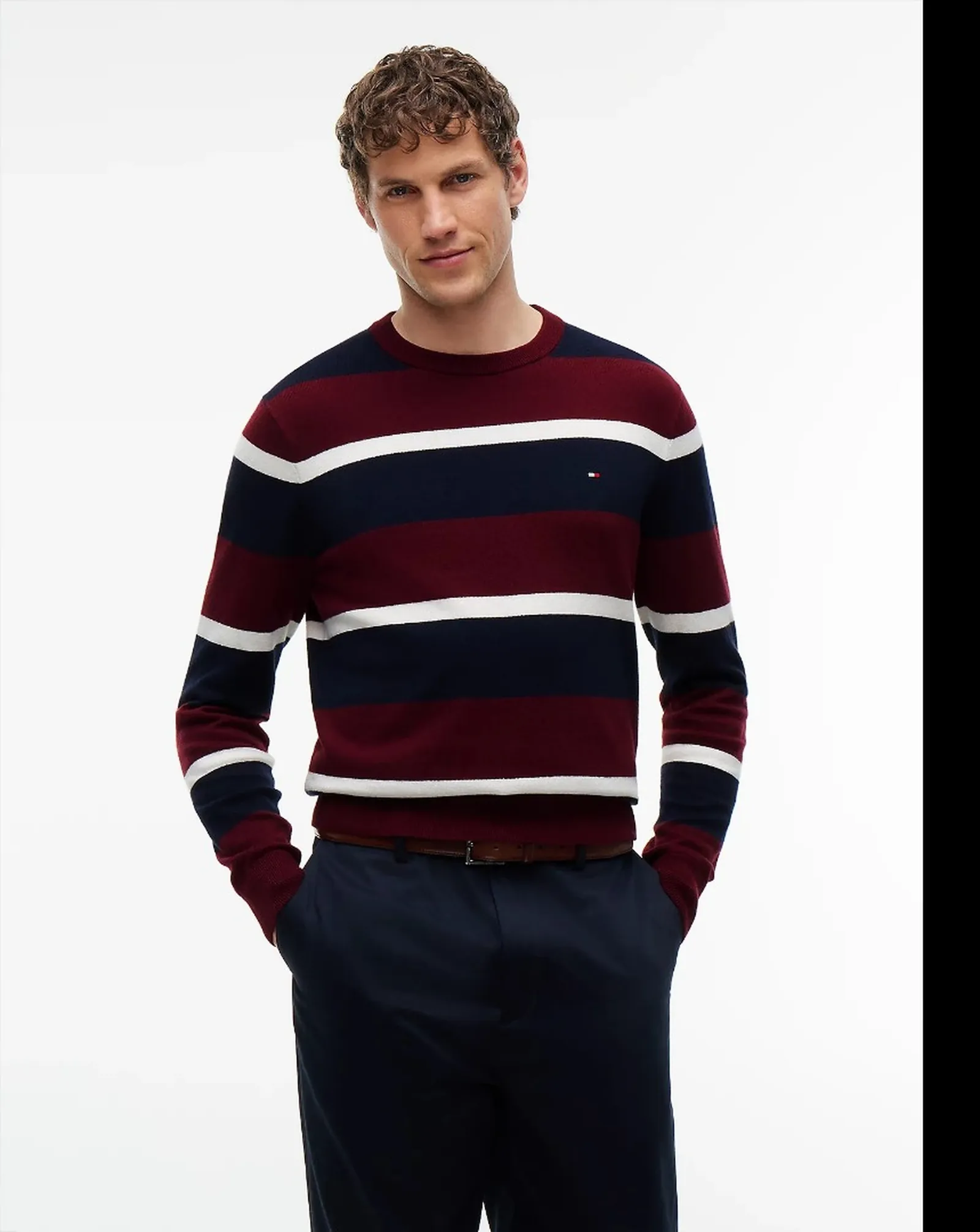 Tommy Hilfiger Pullover Th Monogram In Cotone E Cashmere Burgundy Mw0Mw28046 199143