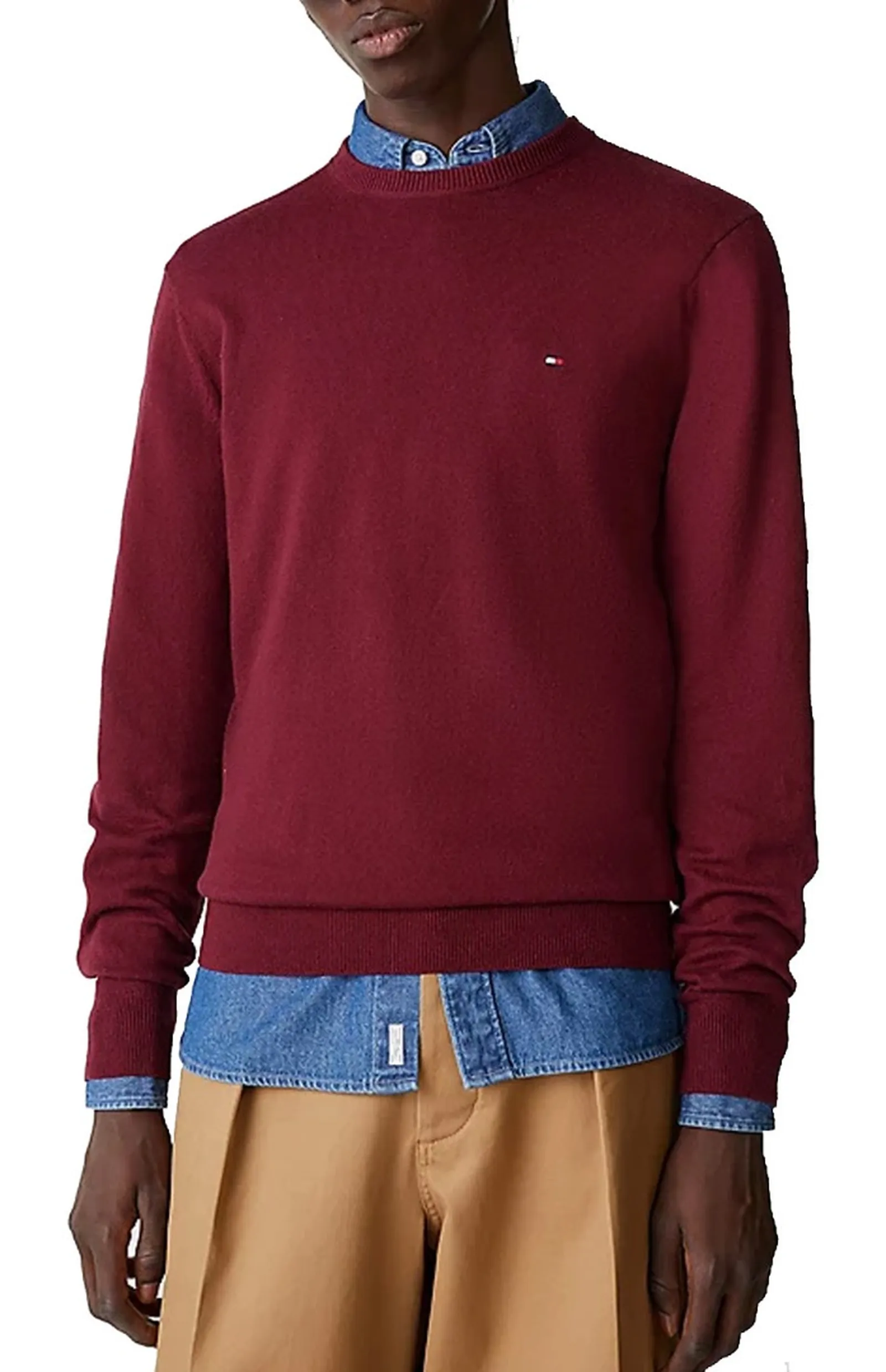 Tommy Hilfiger Pullover Th Monogram In Cotone E Cashmere Rosso Mw0Mw28046 70893