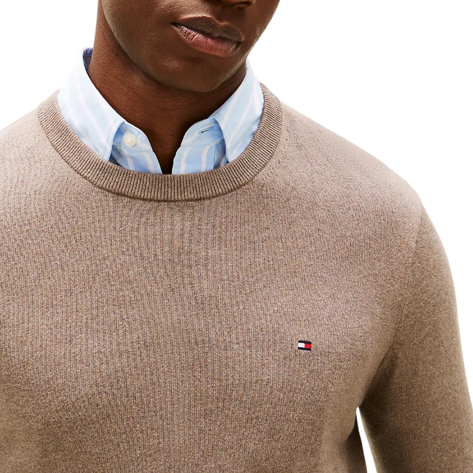 Tommy Hilfiger Pullover Th Monogram In Cotone E Cashmere Taupe Mw0Mw28046 157067