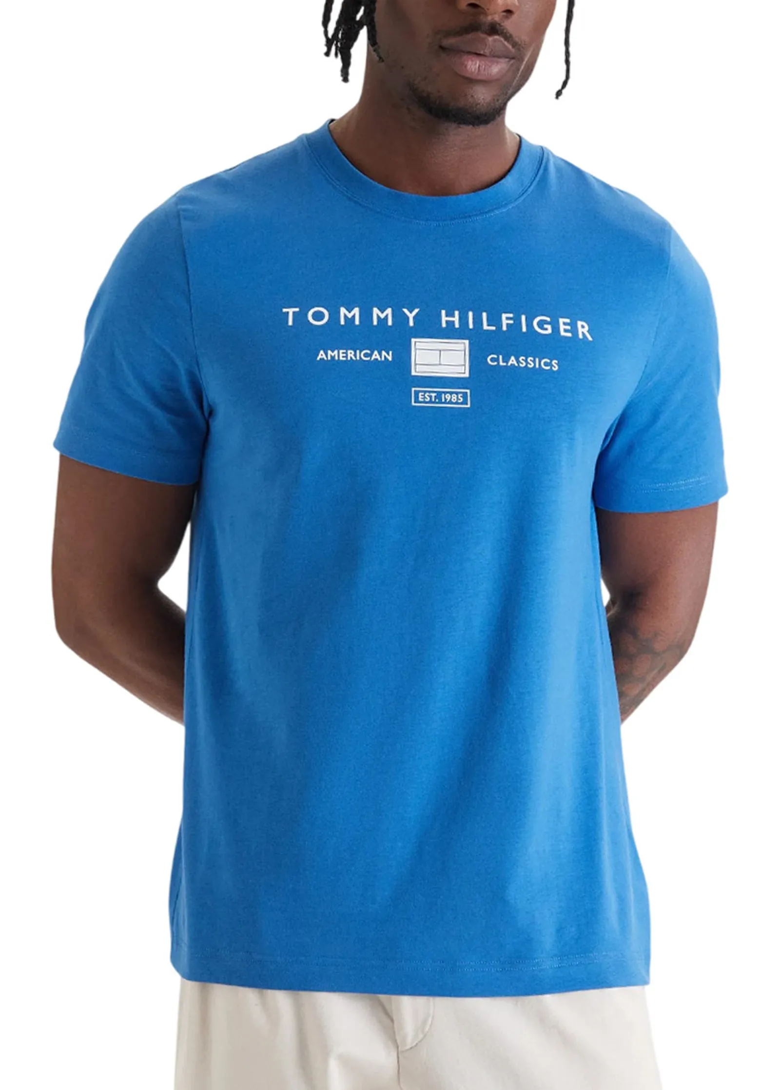 Tommy Hilfiger T-Shirt In Jersey Azzurro Mw0Mw42365 177109