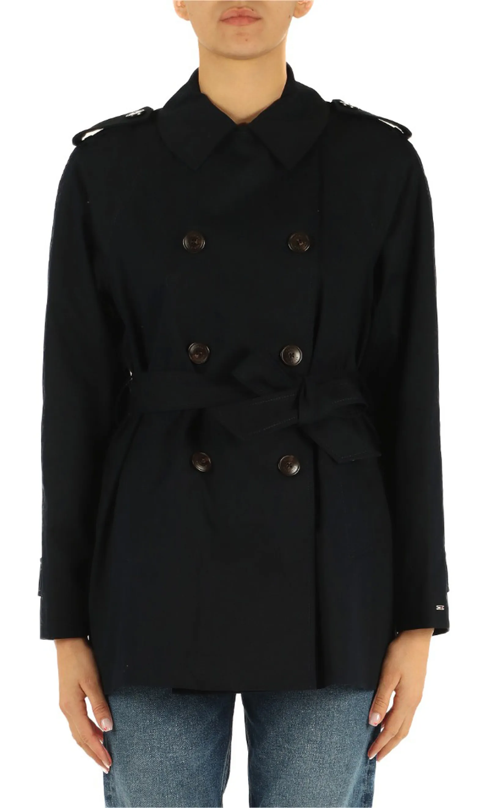 Tommy Hilfiger Trench Corto Idrorepellente Blu Ww0Ww40481 132592