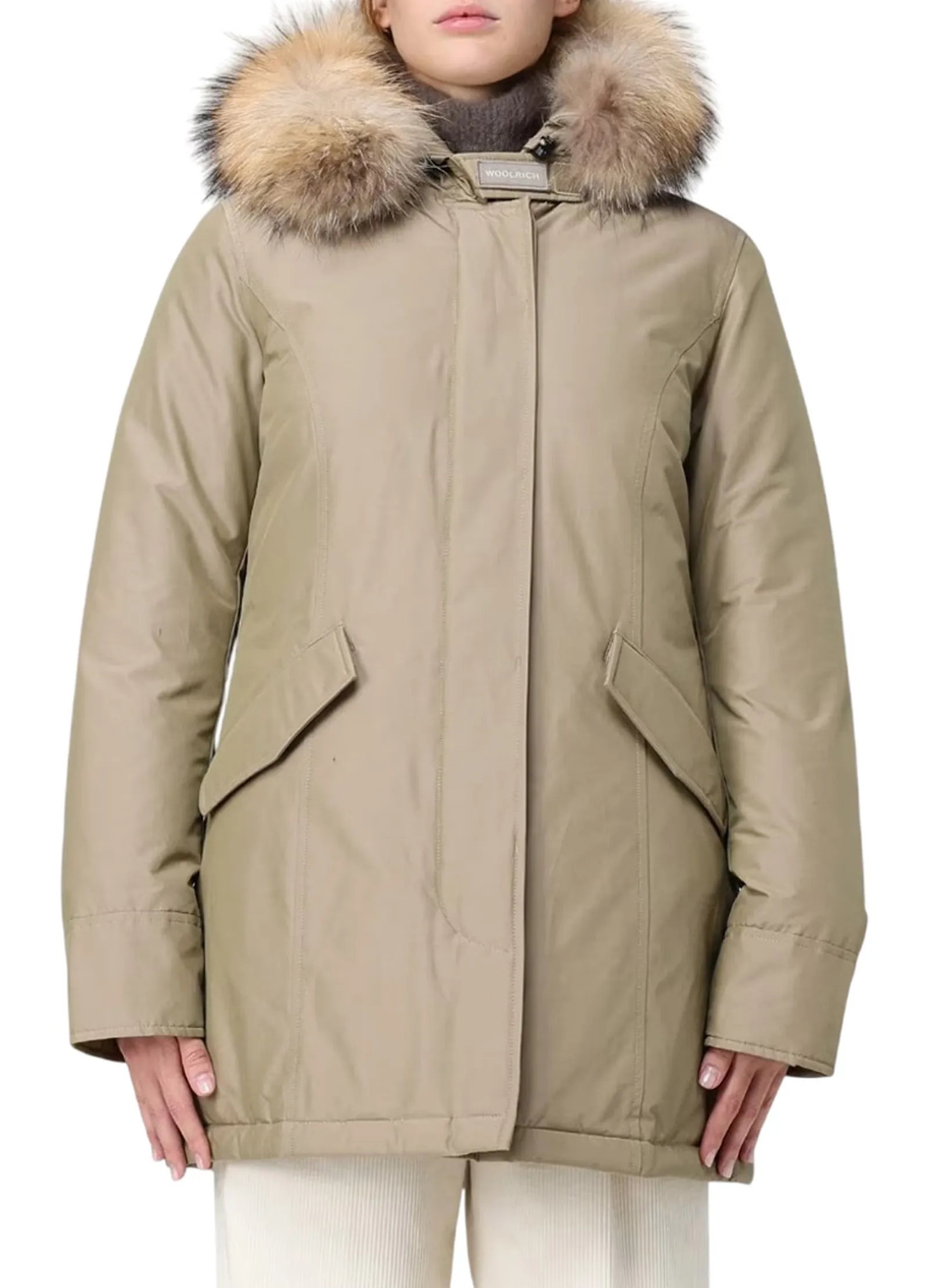Woolrich Arctic Raccoon Parka Cornstalk Two Tones Wwou0538Fr 167563