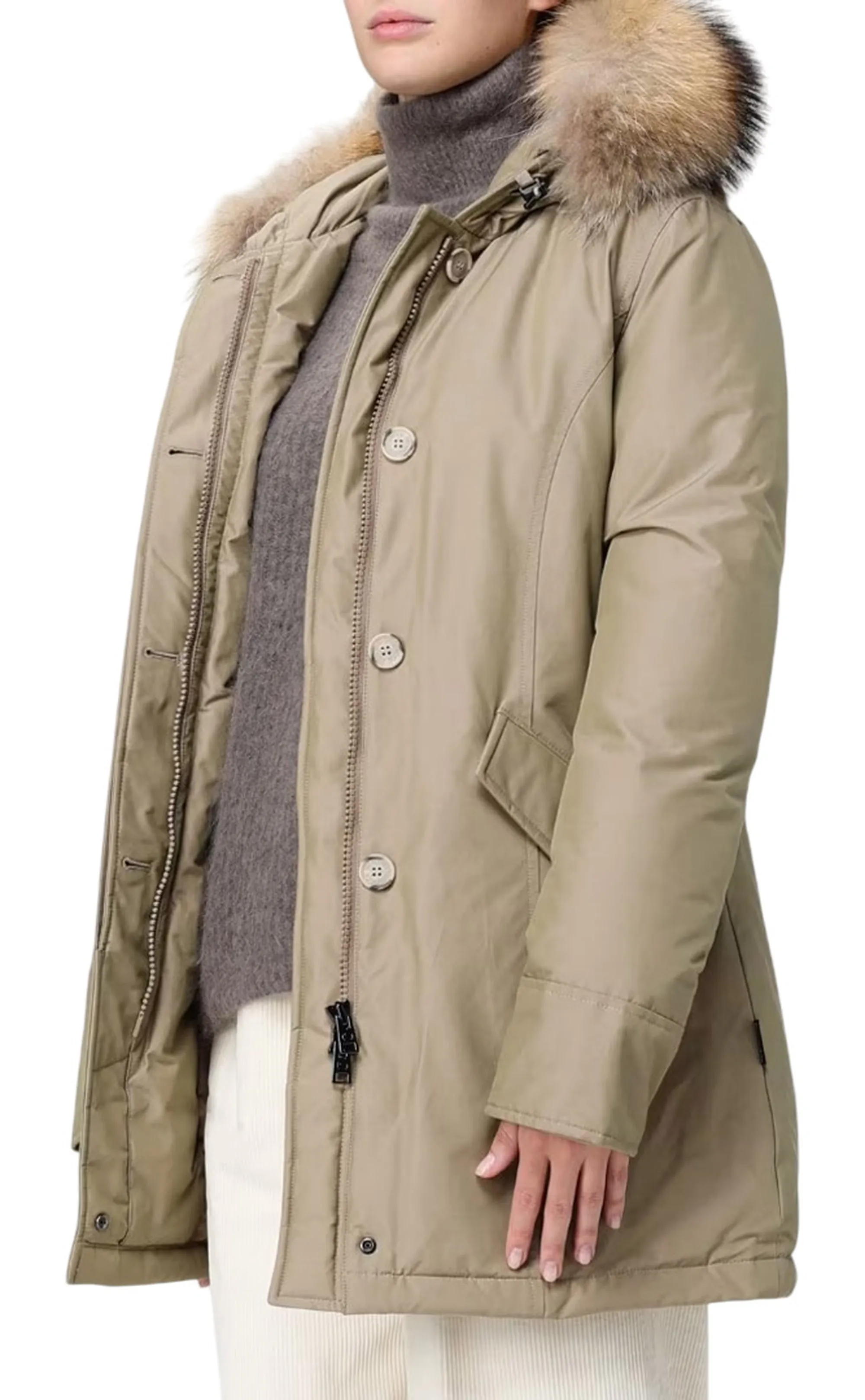 Woolrich B'Arctic Parka With Removable Raccoon Fur' Cornstalk Two Tones Wwou0538Fr 167565