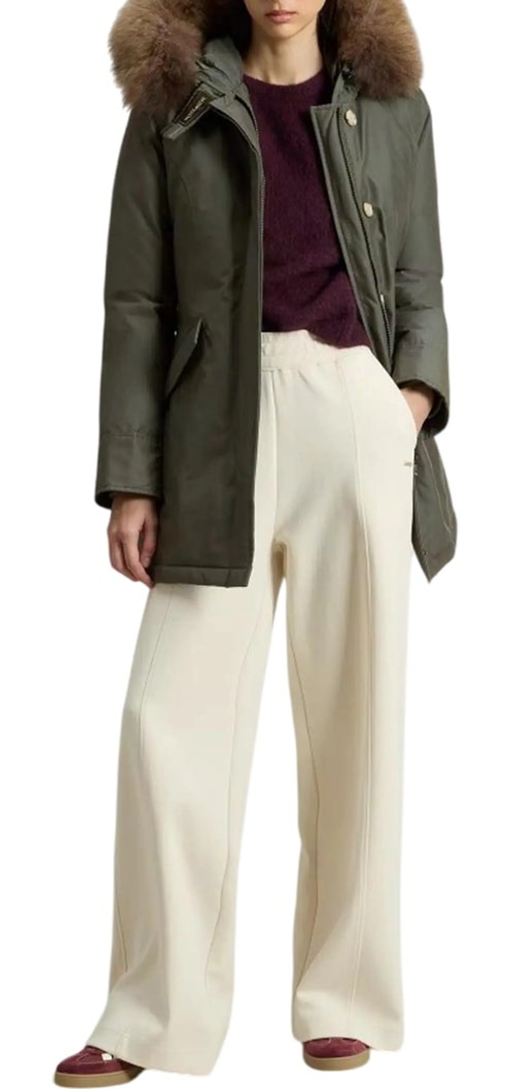 Woolrich B'Arctic Parka With Removable Raccoon Fur' Dark Green Two Tones Wwou0538Fr 165117