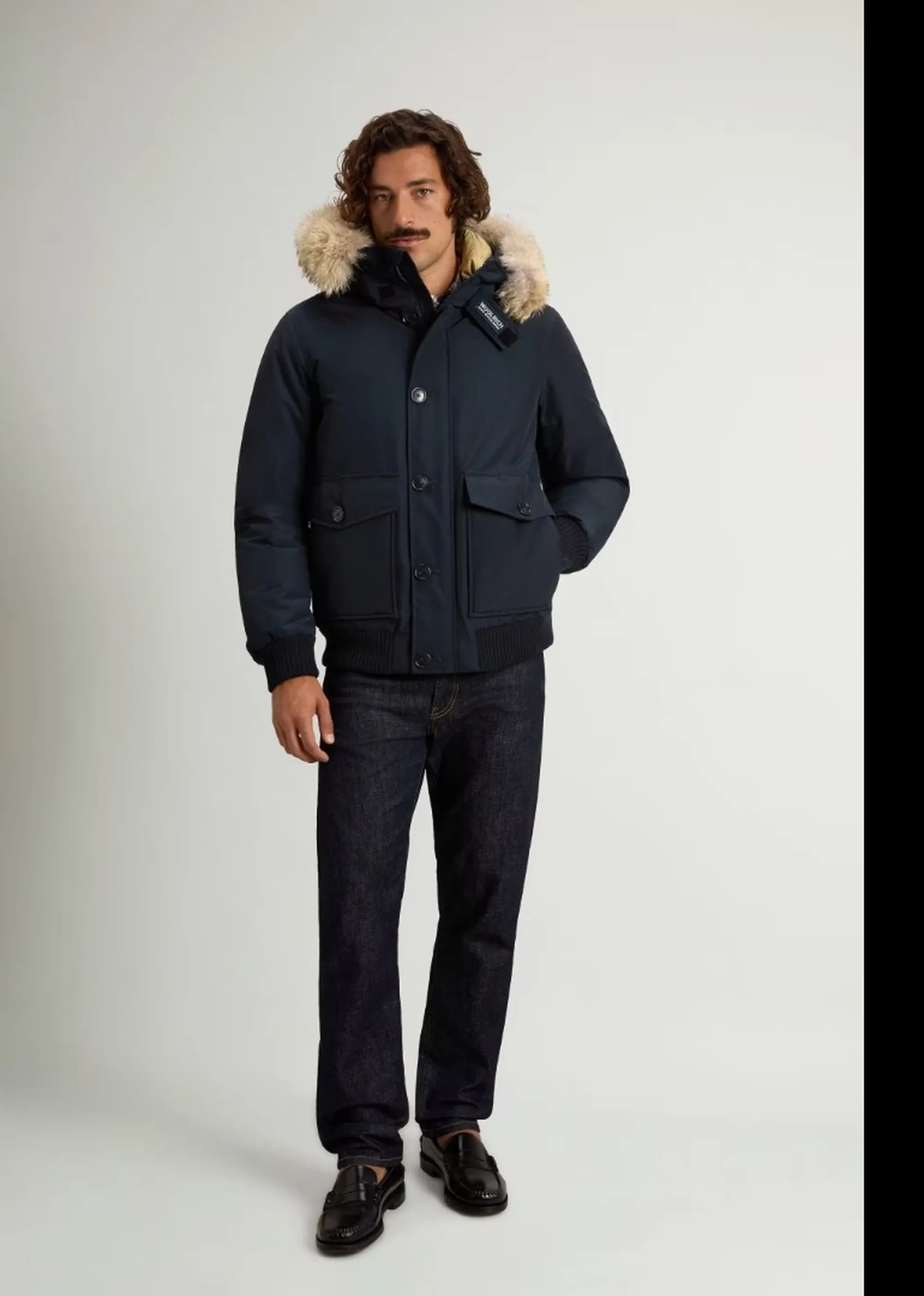 Woolrich Giubbino Polar Detachable Fur Melton Blu Woou2238Mr 200122