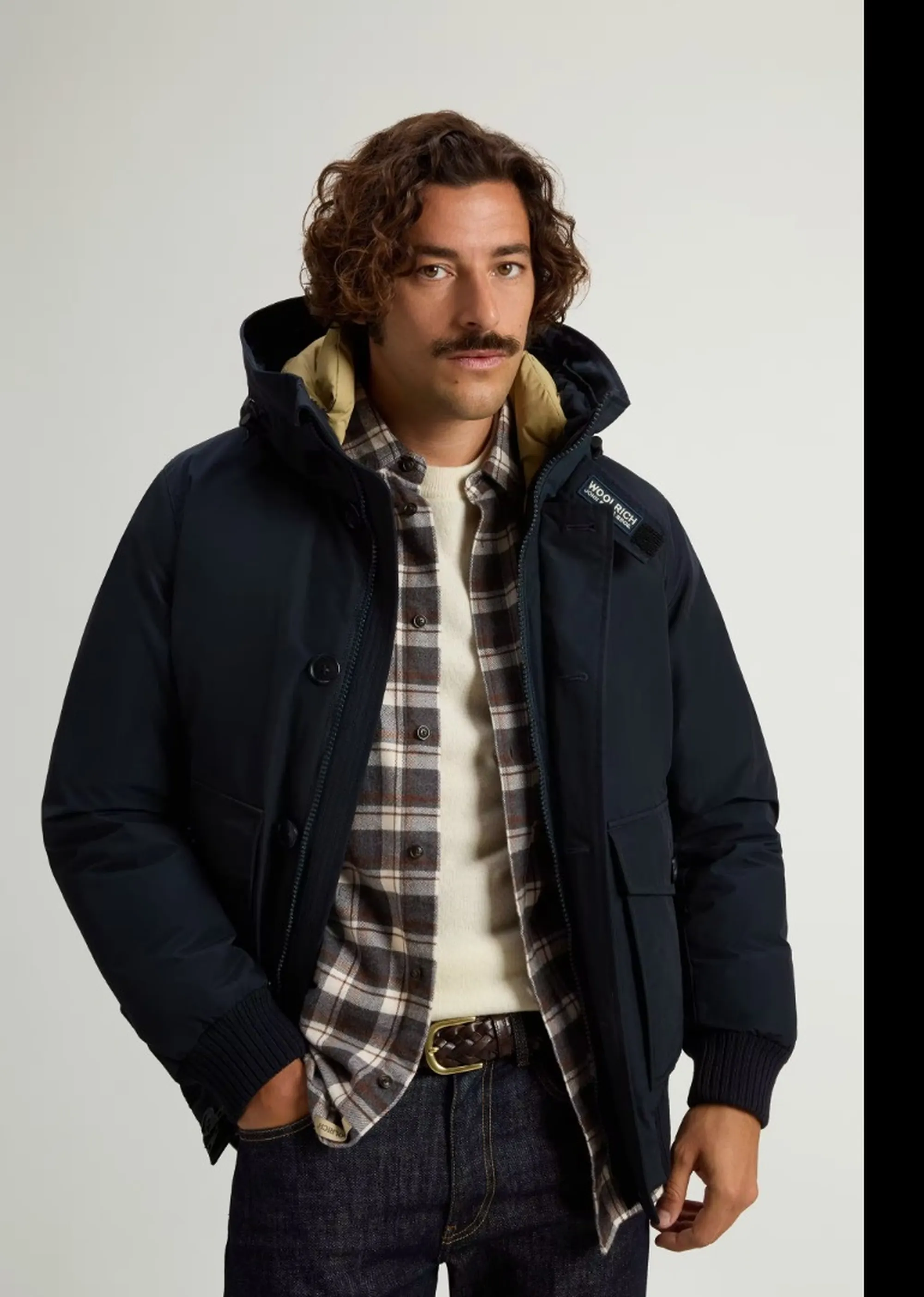 Woolrich Giubbino Polar Detachable Fur Melton Blu Woou2238Mr 200124
