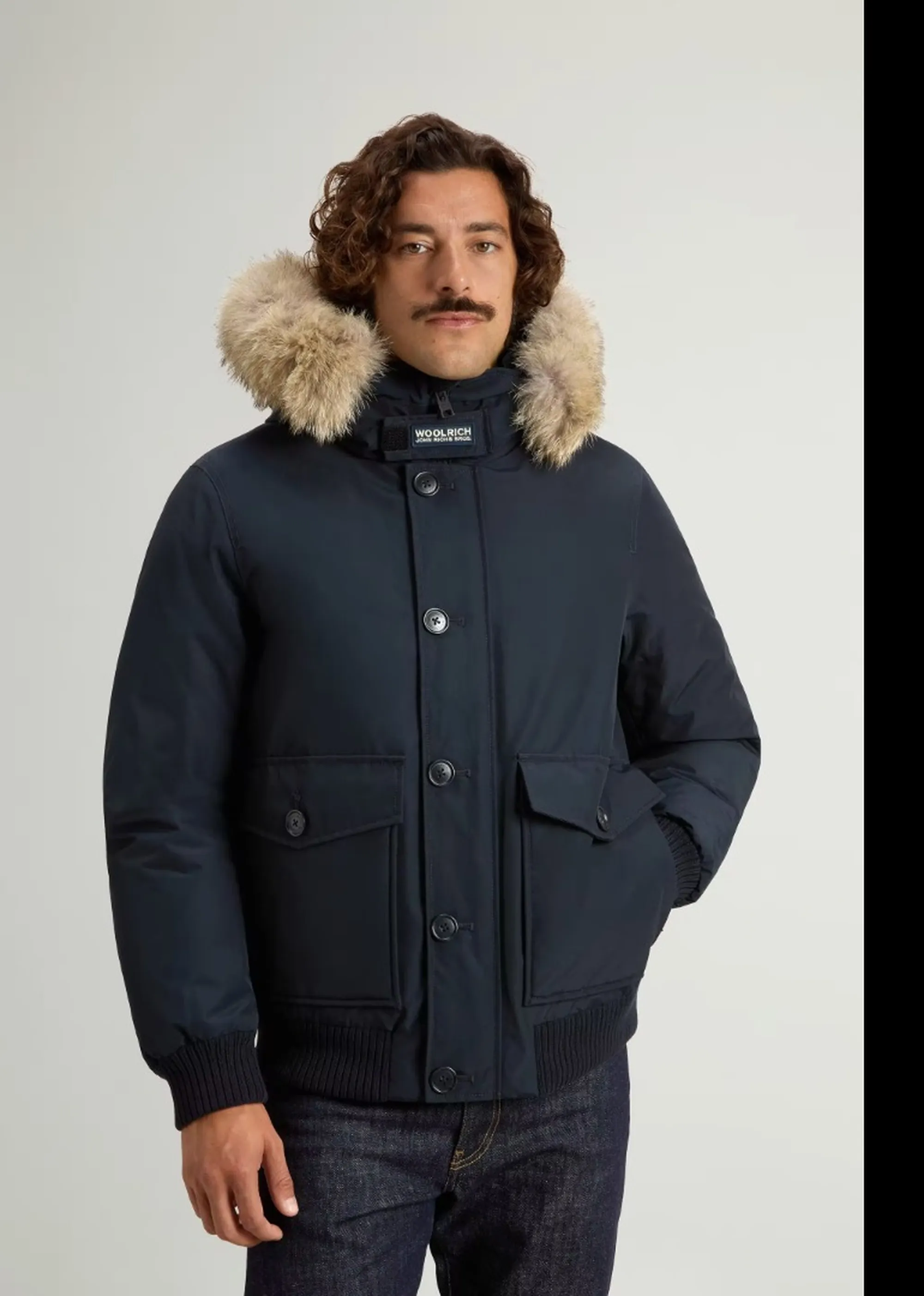 Woolrich Giubbino Polar Detachable Fur Melton Blu Woou2238Mr 200130