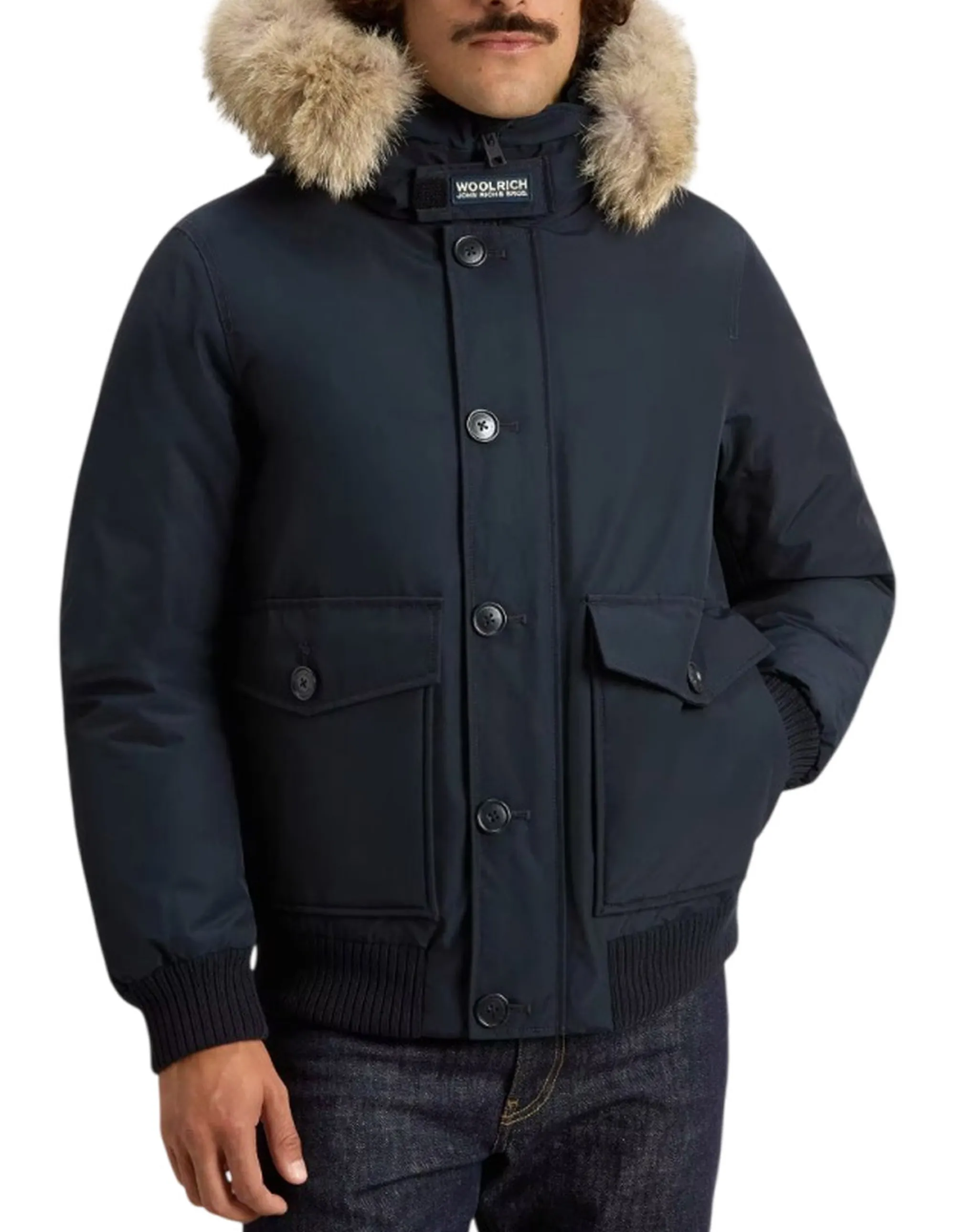 Woolrich Giubbino Polar Detachable Fur Melton Blu Woou2238Mr 200187