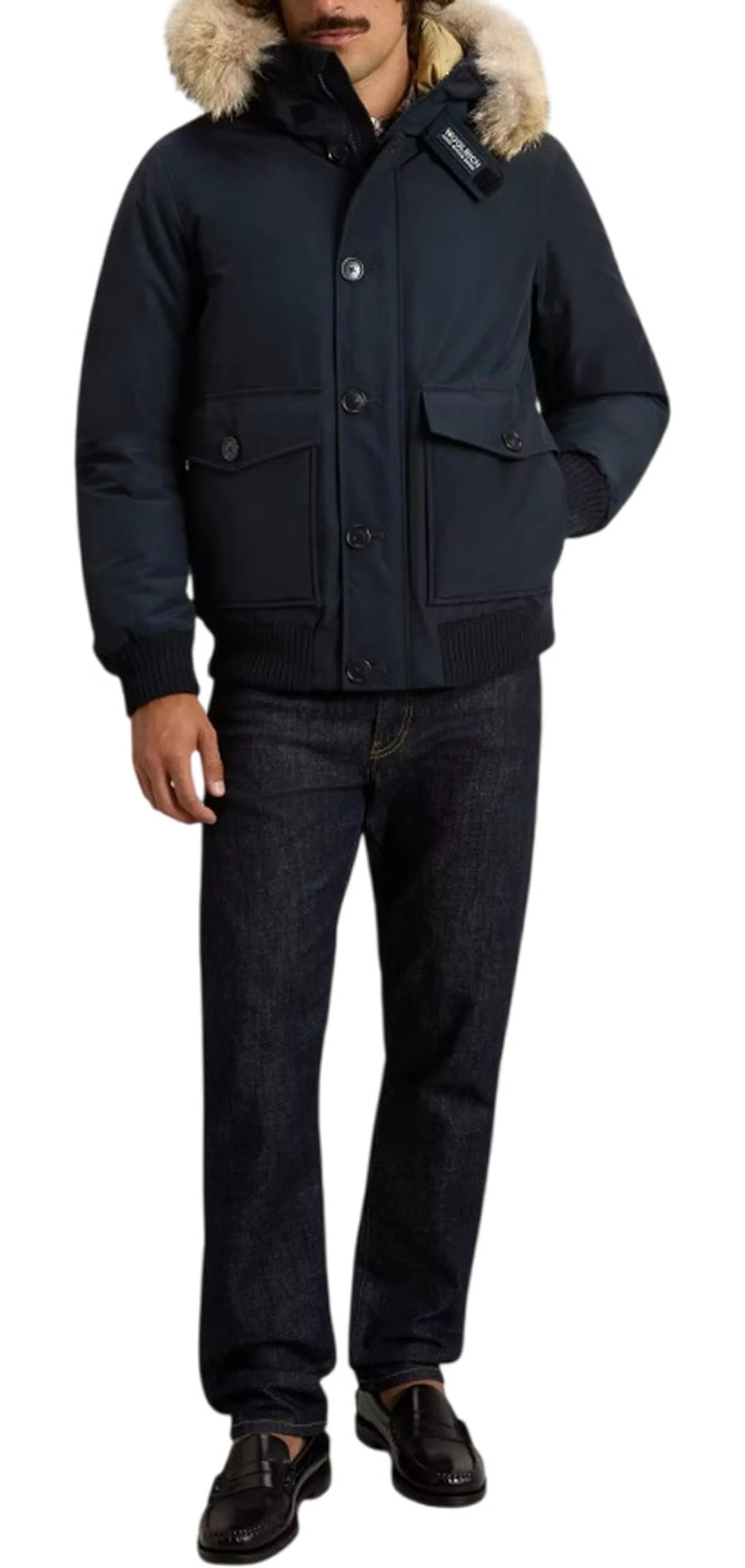 Woolrich Giubbino Polar Detachable Fur Melton Blu Woou2238Mr 200192